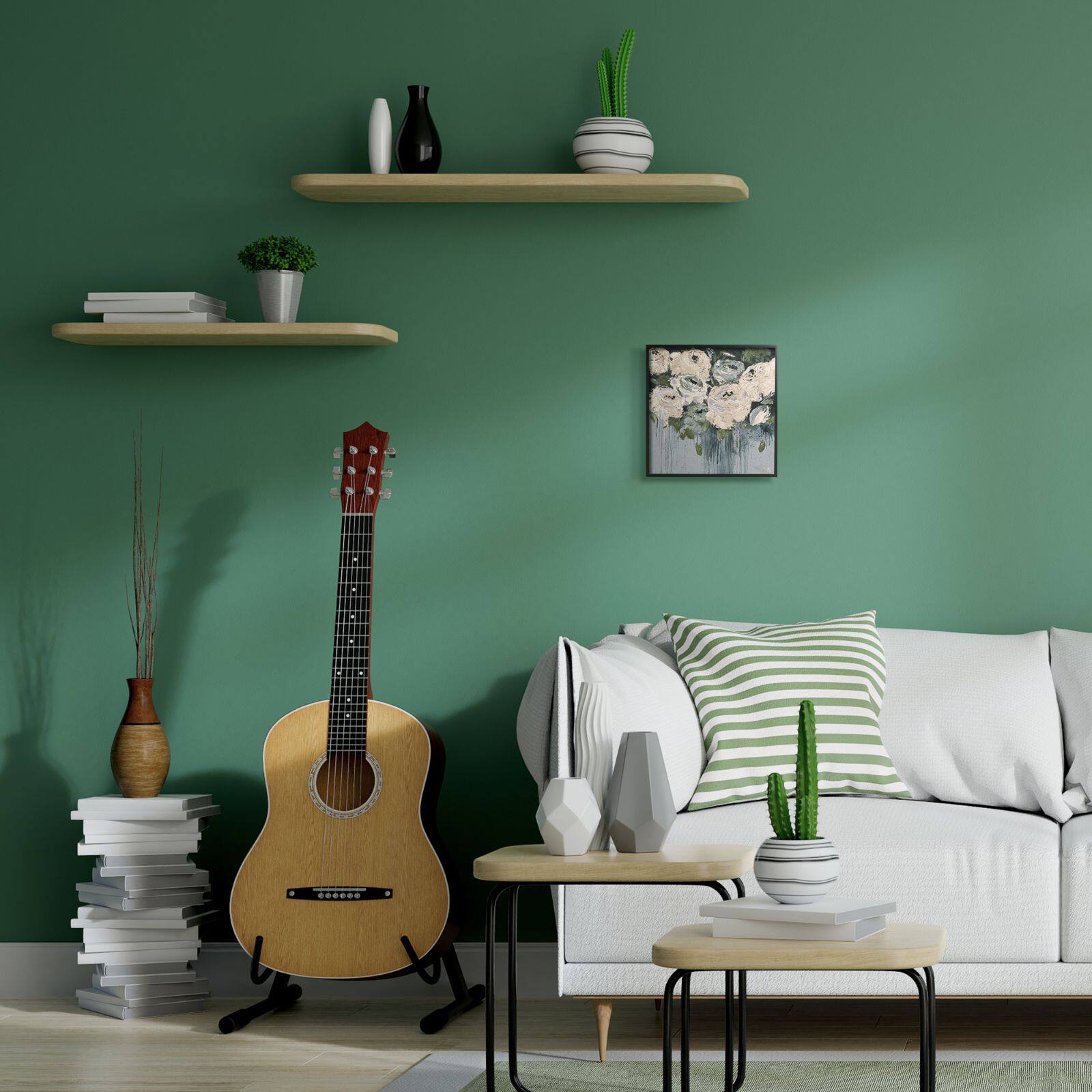 Stupell Industries Dripping Flowers Grey Textured Painting Framed Wall Art