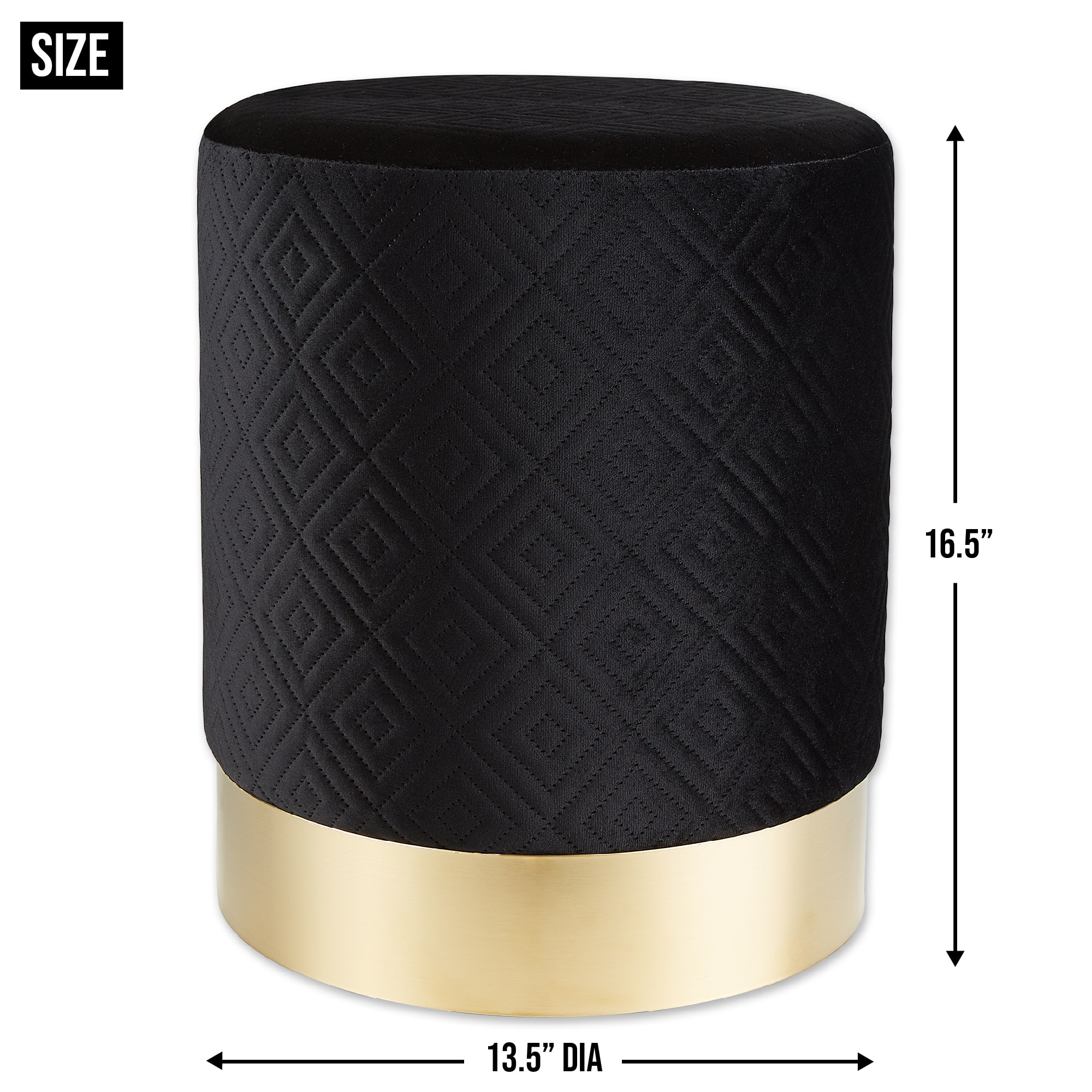 16.5" Black Velvet Stool