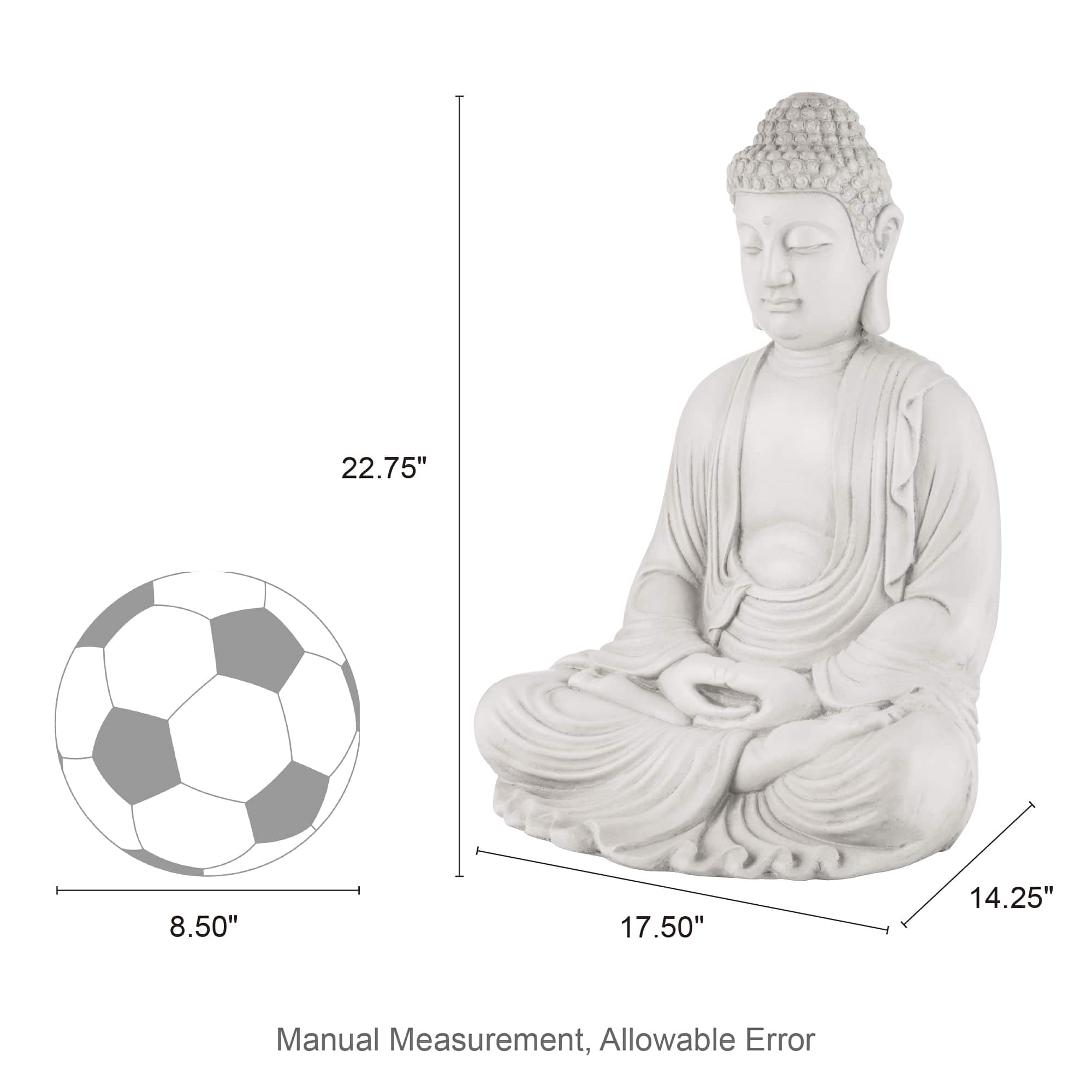 Glitzhome® 22.75" White MGO Meditating Buddha Statue