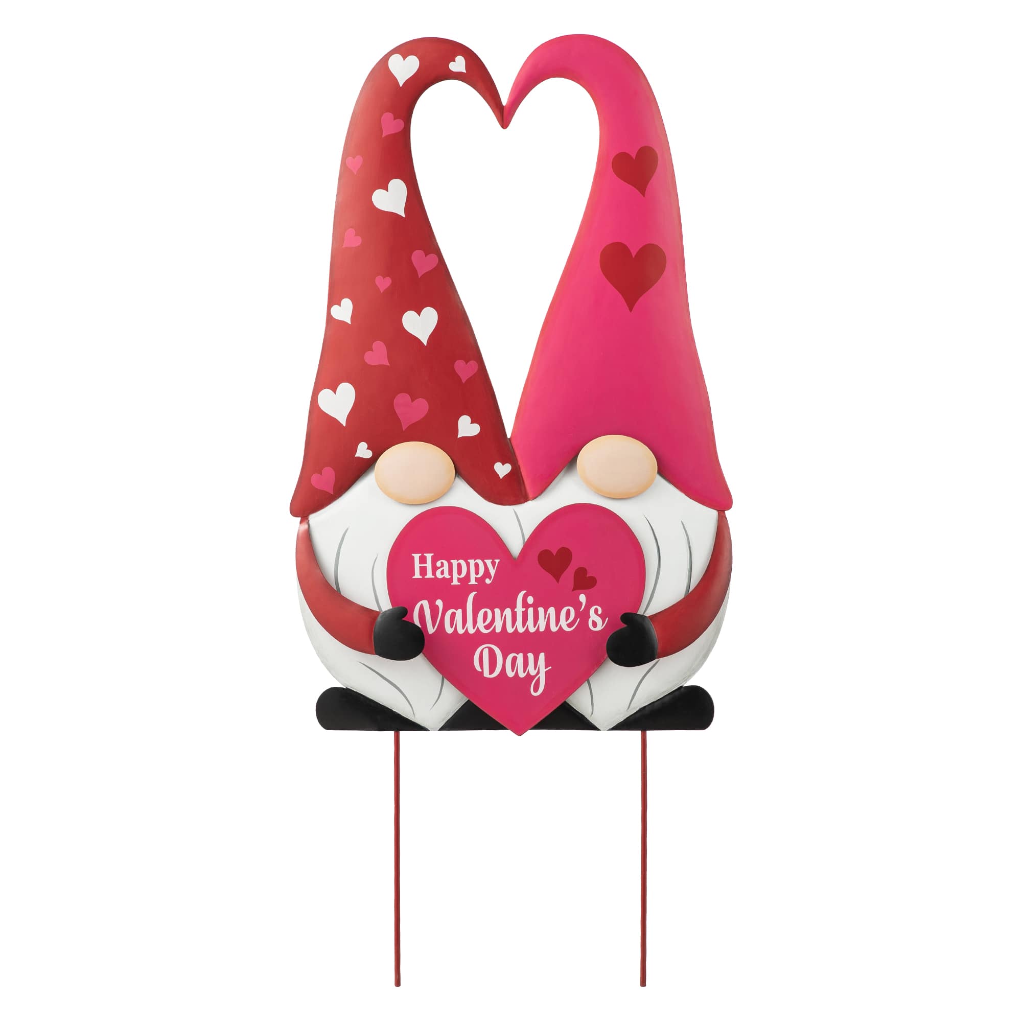 Glitzhome® 30" Valentine's Metal Gnome Couple Yard Stake