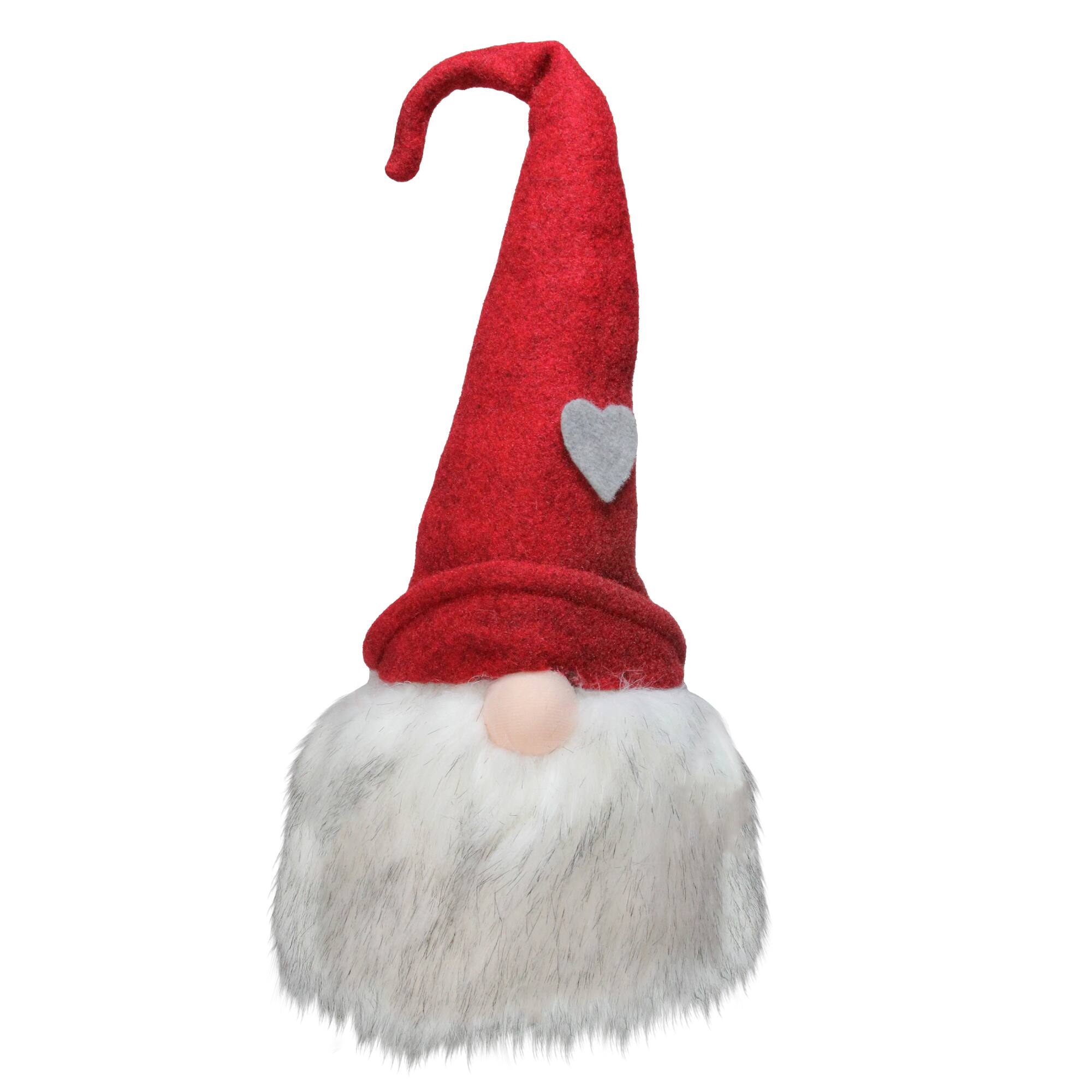 21" Gnome with Bendable Hat with Gray Heart Christmas Decoration
