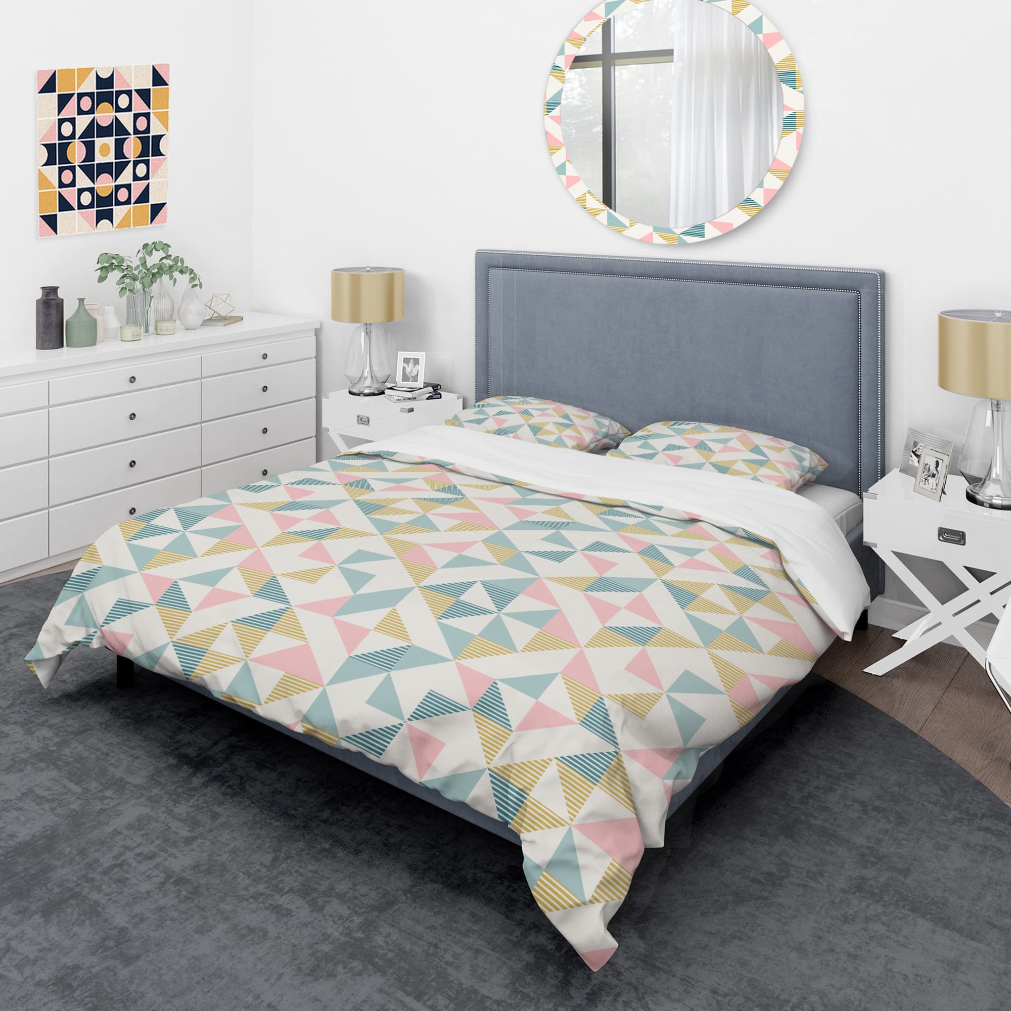 Designart 'Diamond Retro XI' Mid-Century Duvet Cover Set