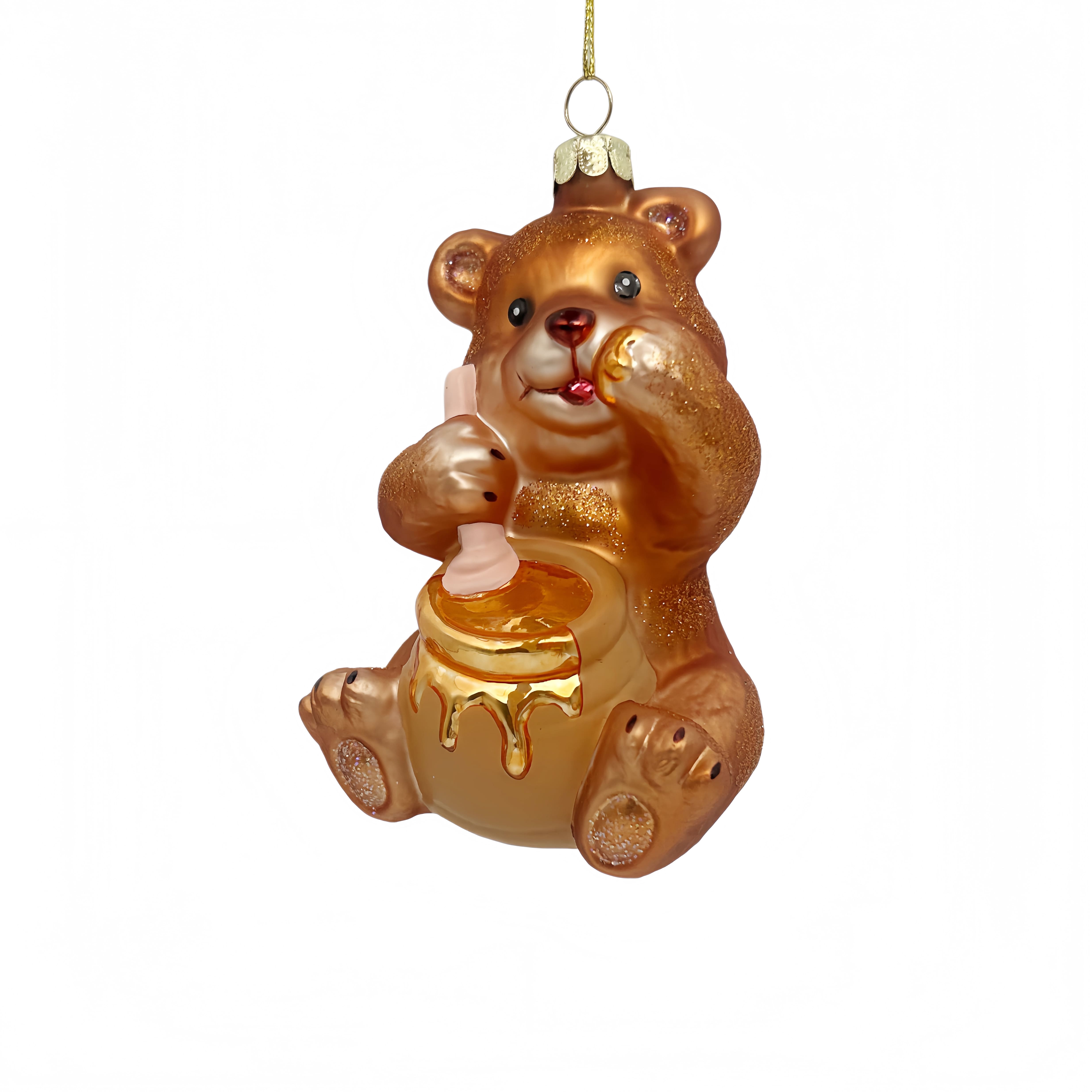 4" Bear with Honey Glass Ornament by Ashland®