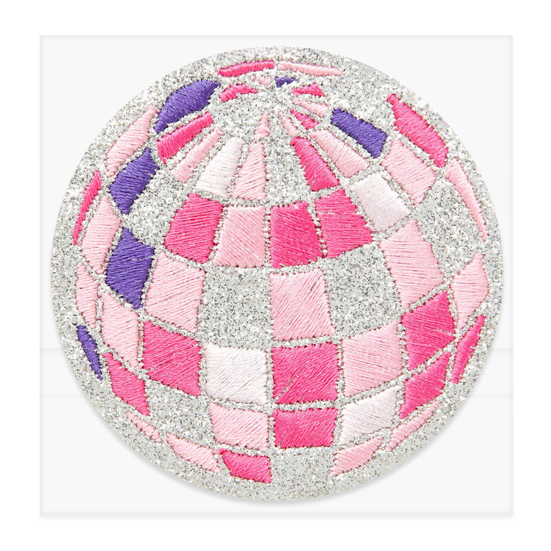 Pink Embroidered Disco Ball Iron-On & Adhesive Patch by Make Market®
