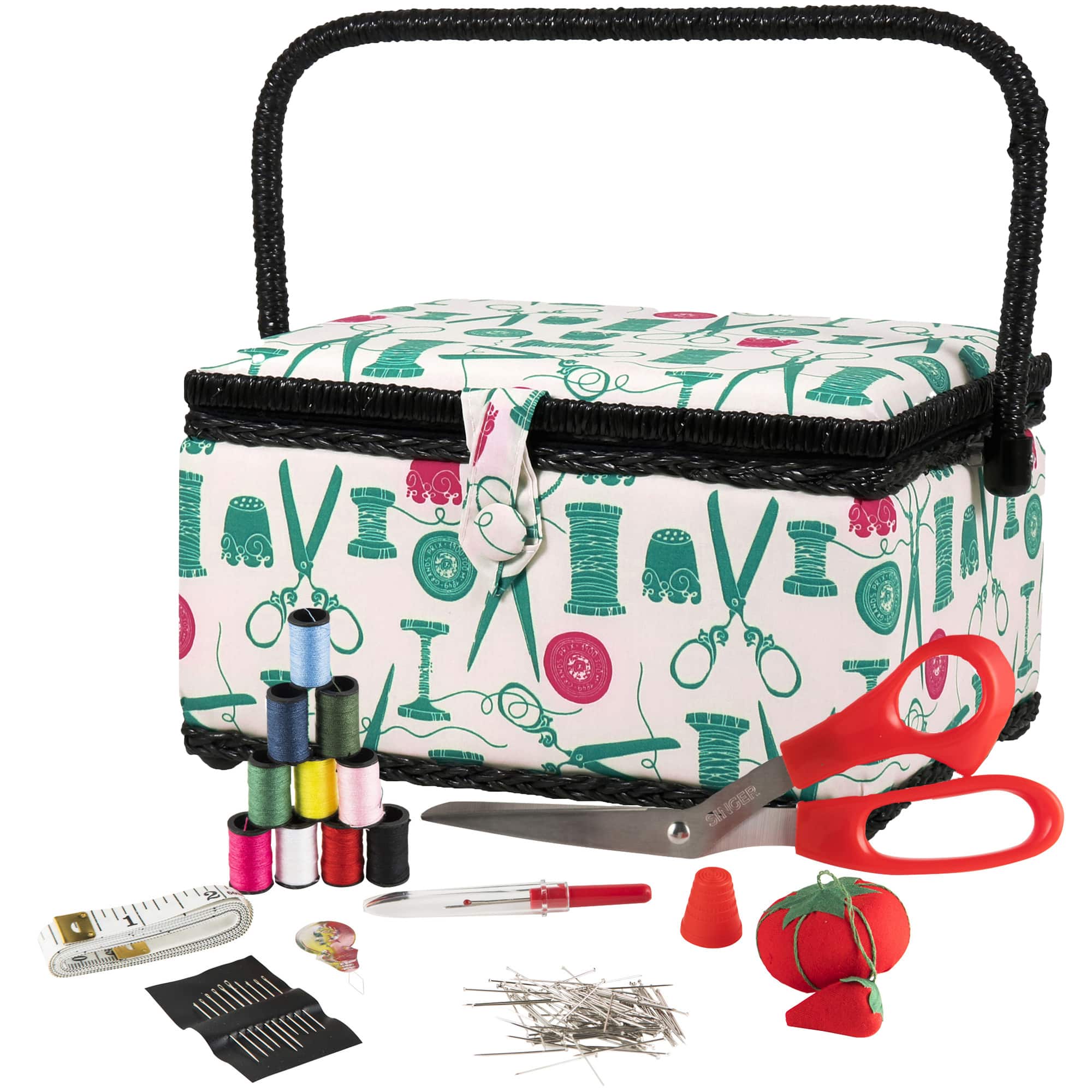 SINGER® Vintage Spools Pattern Sewing Basket Kit