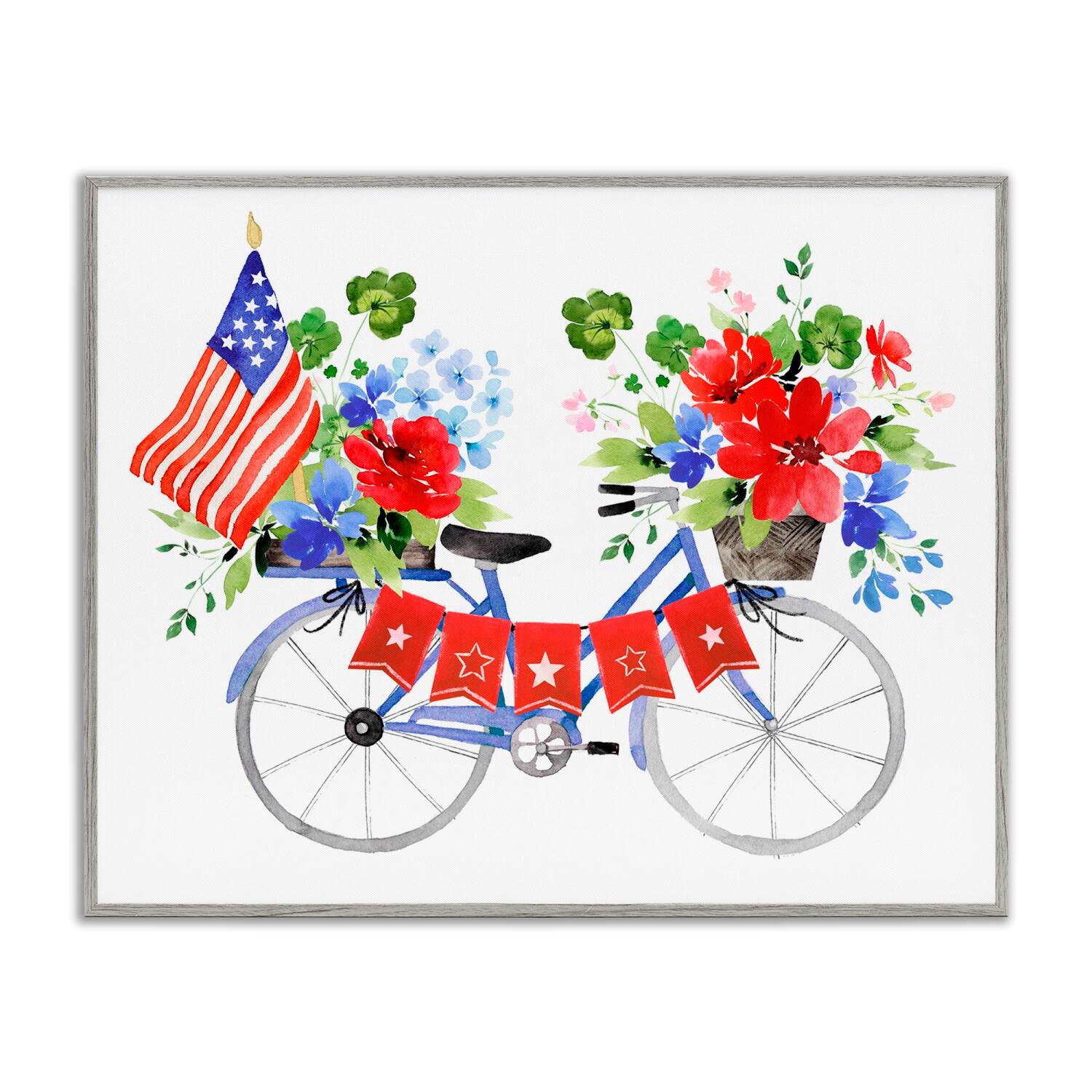 Stupell Industries Floral Americana Bicycle Framed Giclee Art
