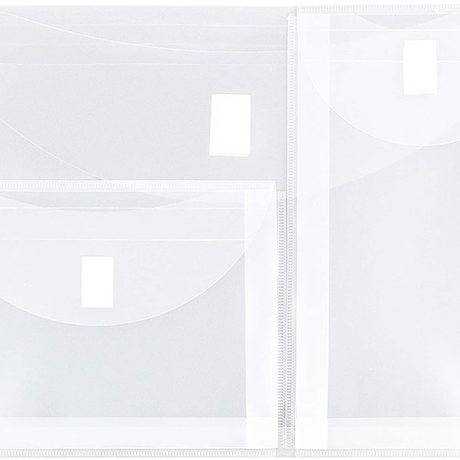 JAM Paper 9.75" x 13" Clear Plastic 3 Pocket Velcro® Brand Closure Booklet Envelopes, 10ct.