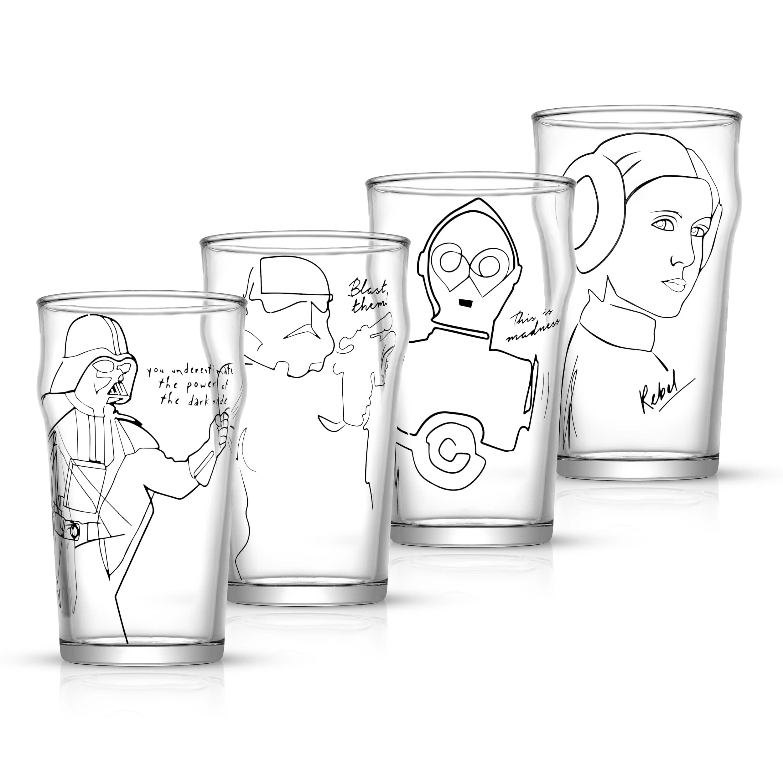 JoyJolt® Star Wars™ 19oz. Striking Sketch Characters Collection Pint Mug Set, 4ct.