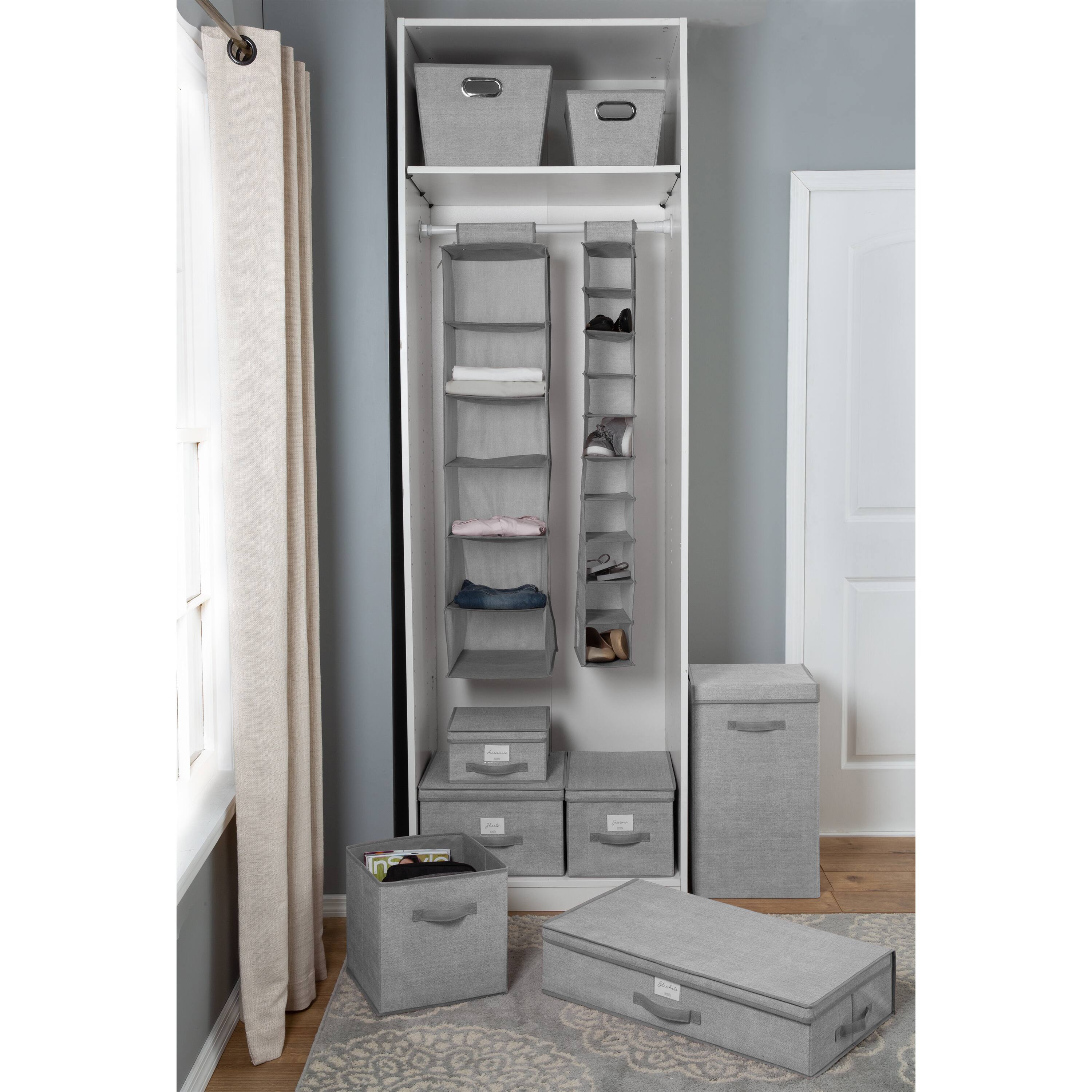 Simplify Medium Heather Gray Grommet Storage Bin