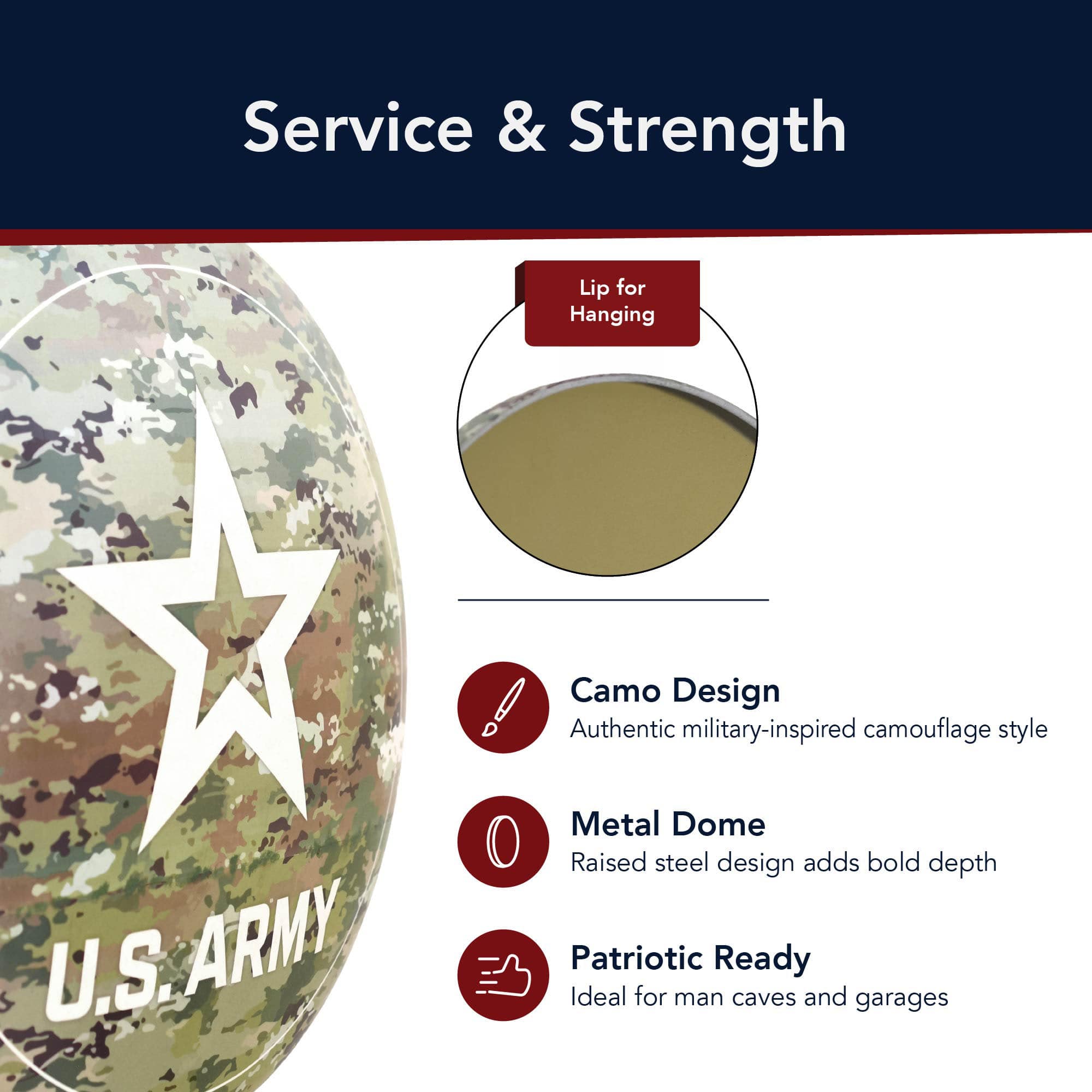 American Art Decor 15" U.S. Army Camo Dome Metal Wall Art Sign
