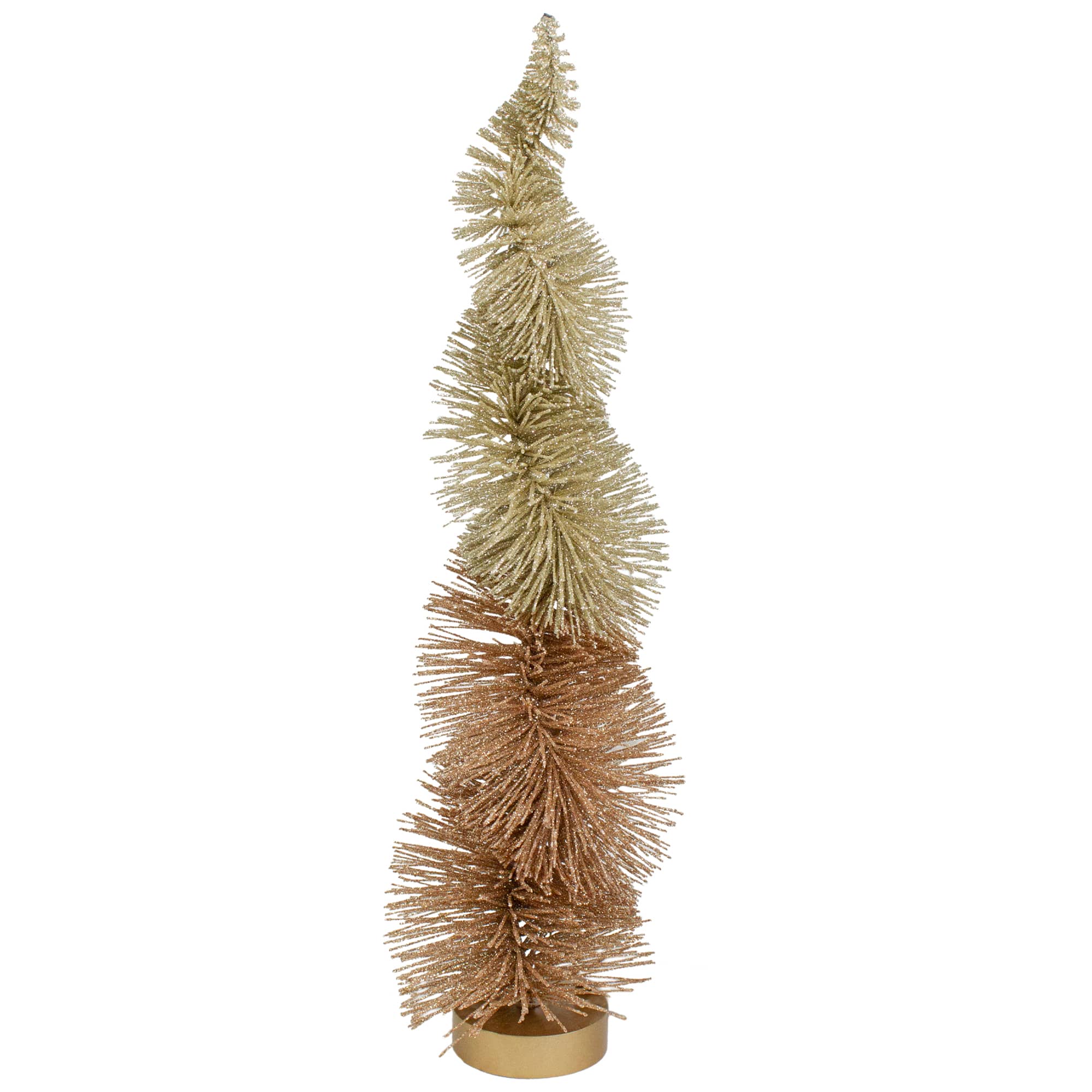 14" Gold Glittered Spiral Sisal Christmas Tree Tabletop Décor