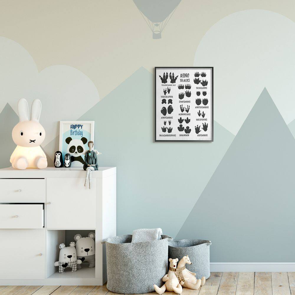 Stupell Industries Children's Rustic Dinosaur Track Chart with Text Framed Wall Art