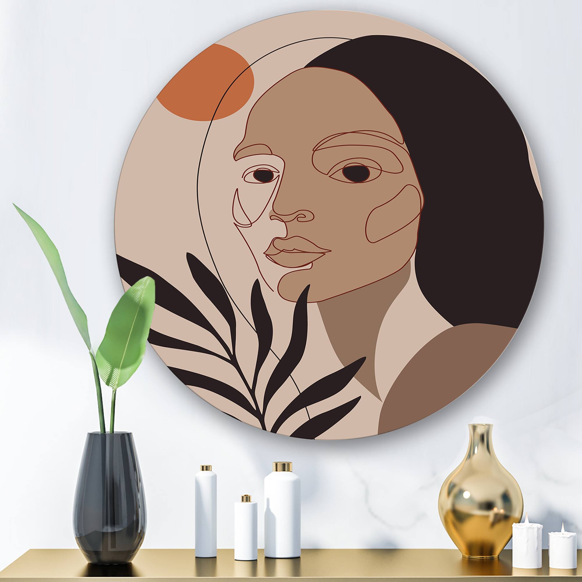 Designart - Retro Minimal Portrait of Young Woman