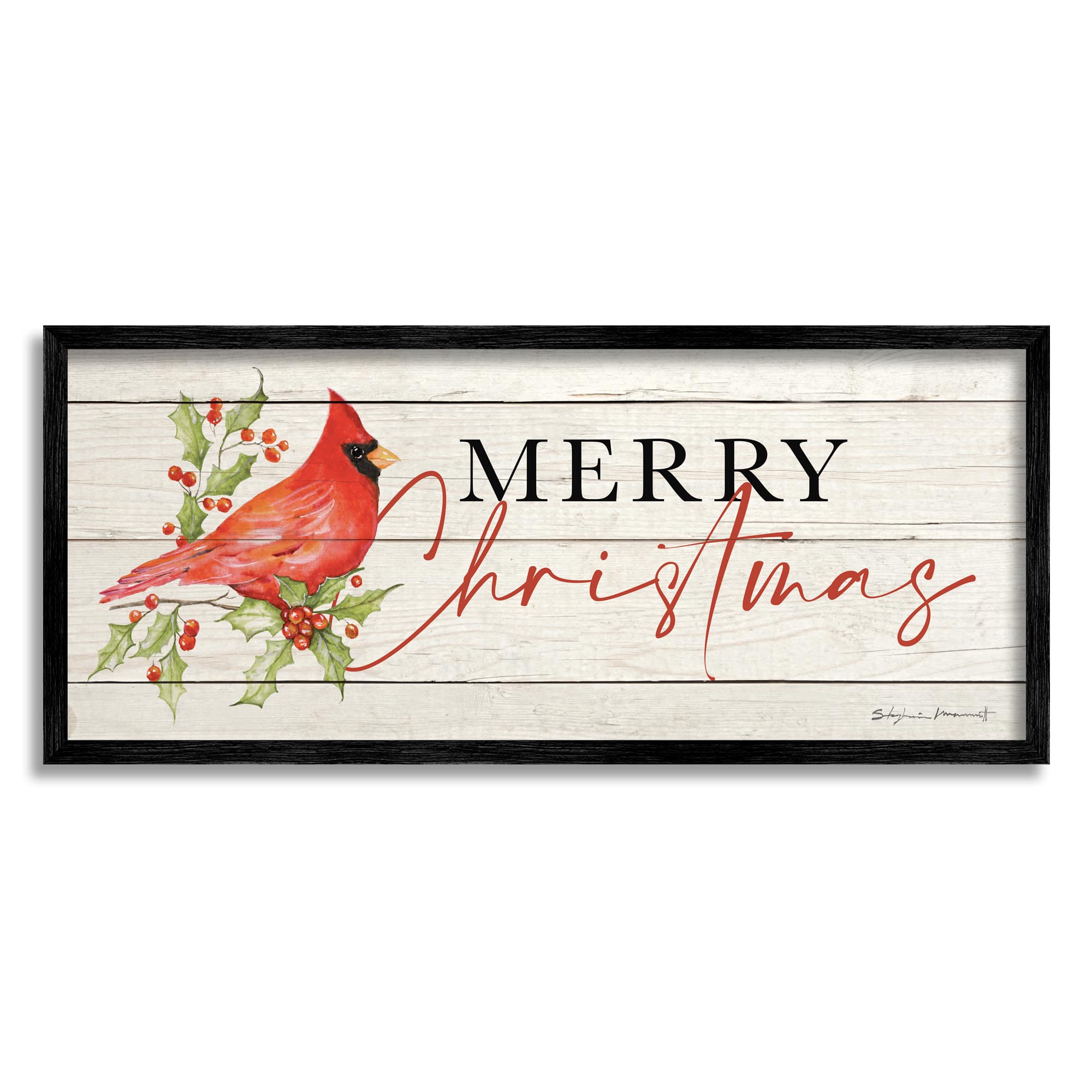 Stupell Industries Merry Christmas Cardinal Framed Giclée Art