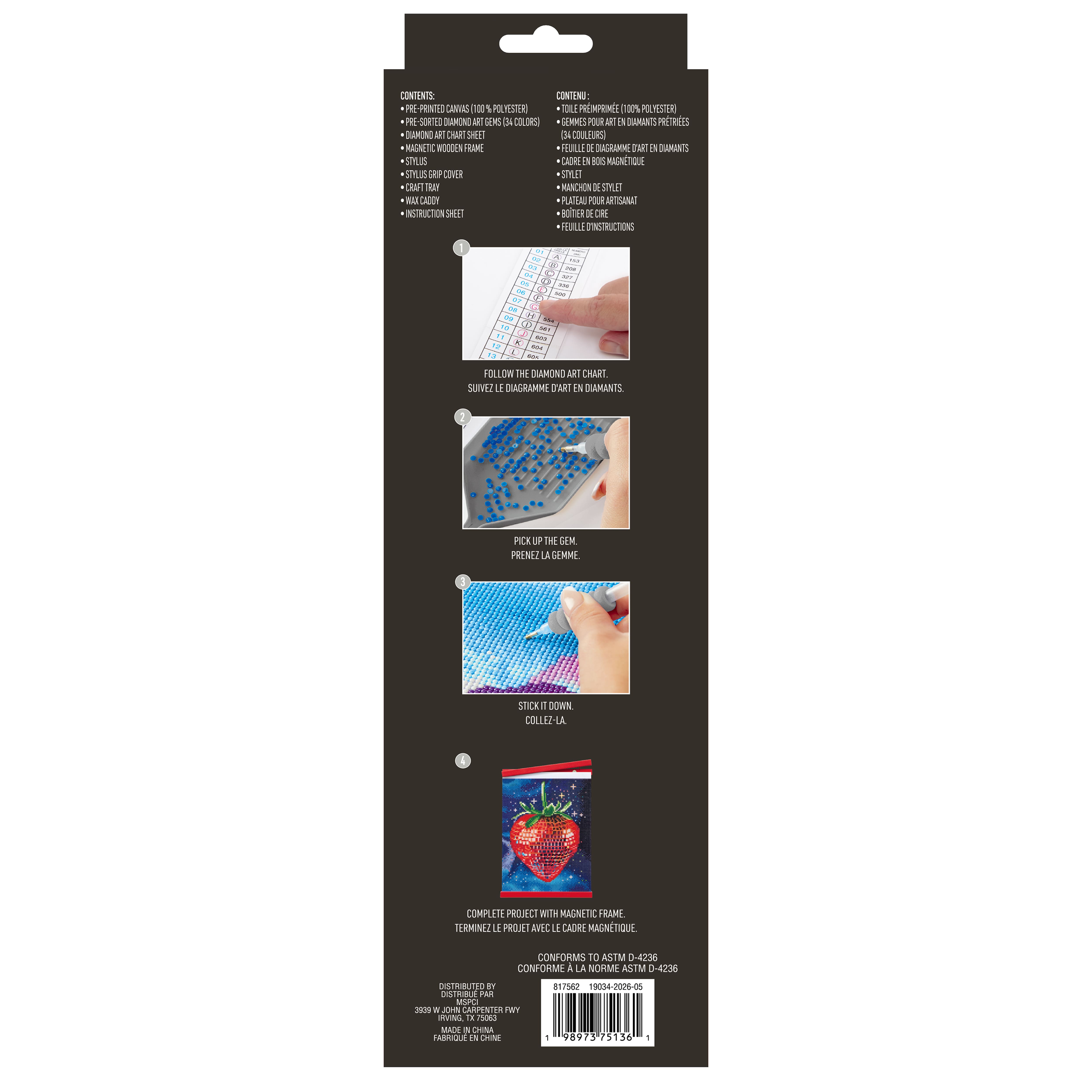 8.5" x 11" Strawberry Diamond Art Kit with Wooden Frame by Make Market®