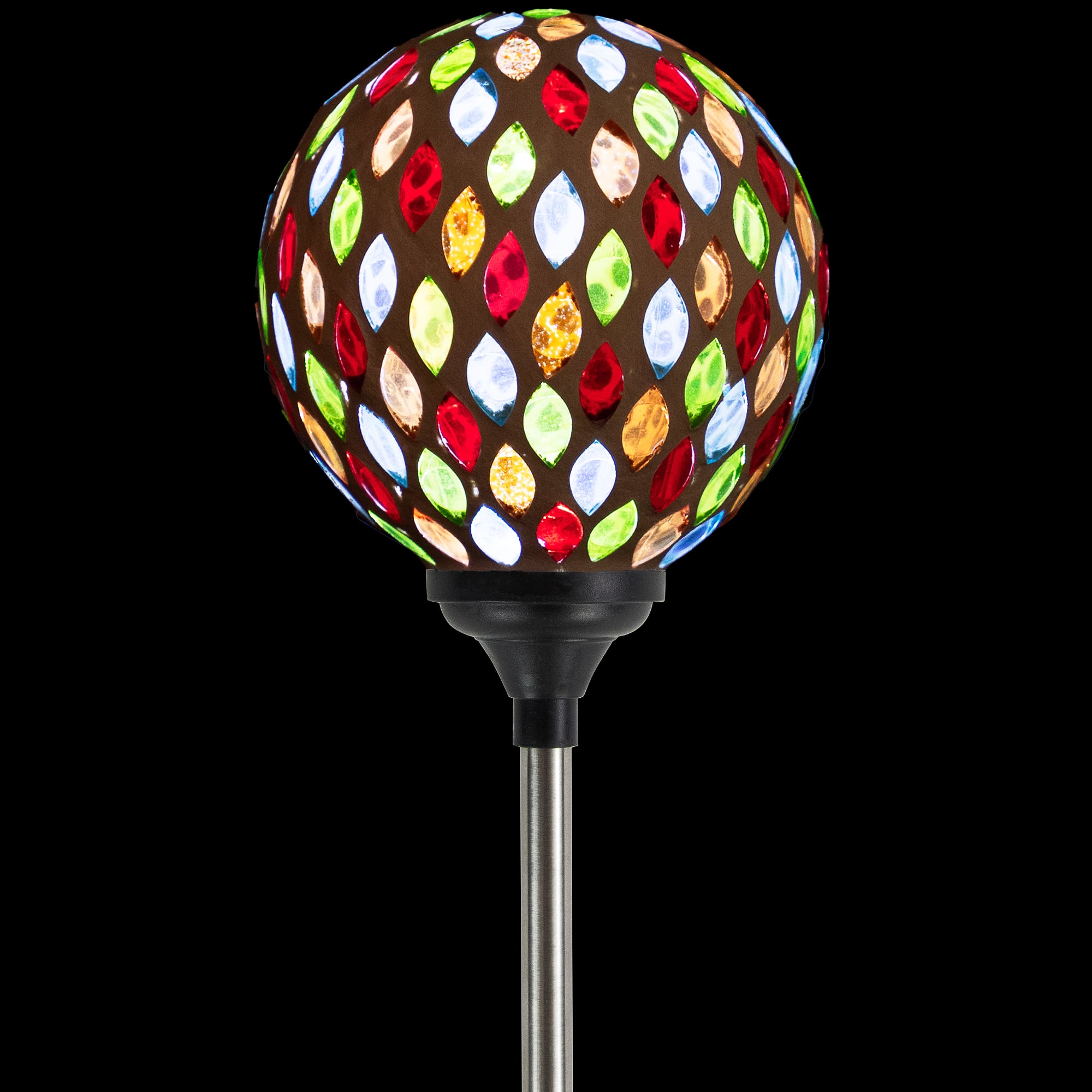30" Mosaic Stained Glass Solar Powered LED Pathway Markers, 2ct.