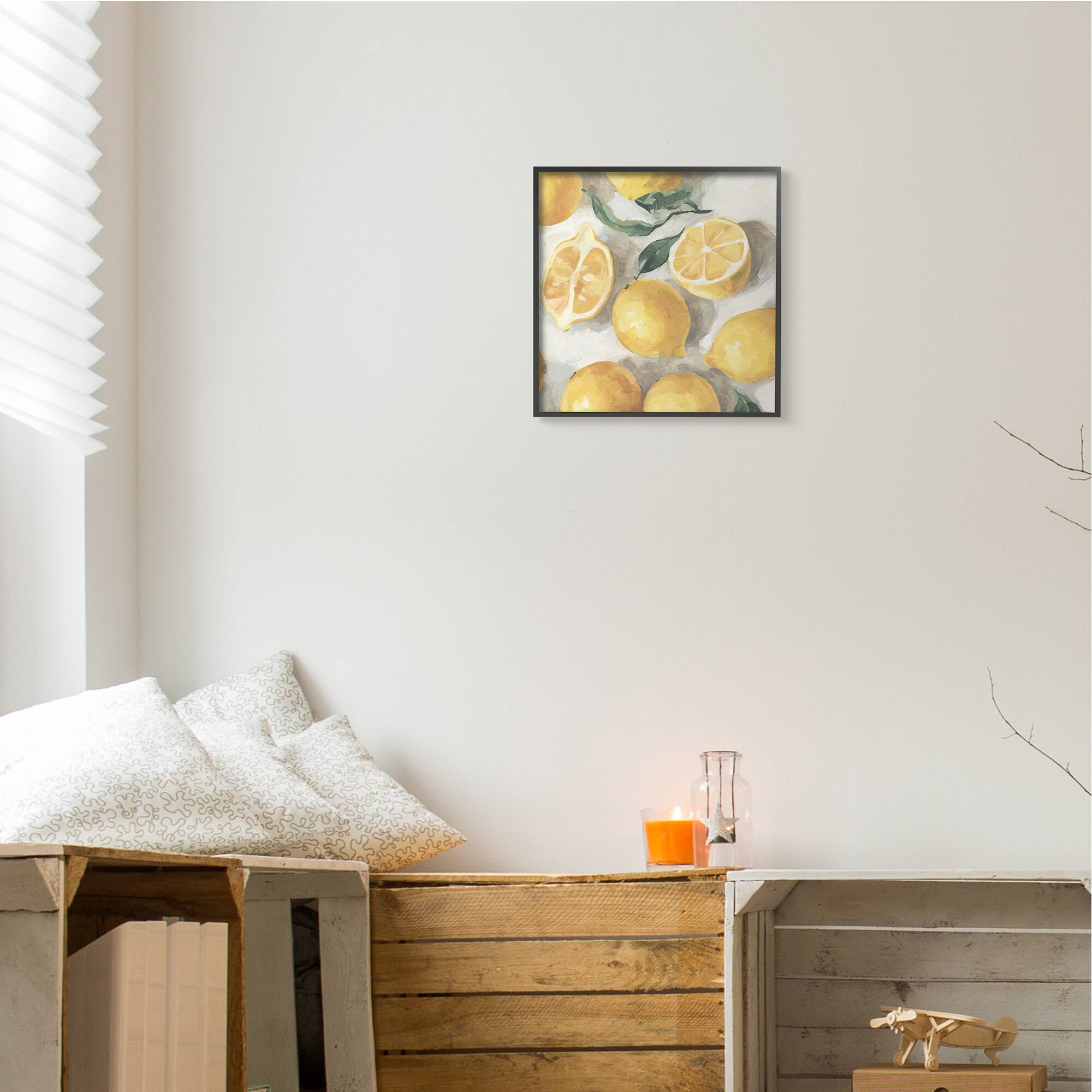Stupell Industries Citrus Fruits Sliced Lemon Pile Over White, 12" x 12"