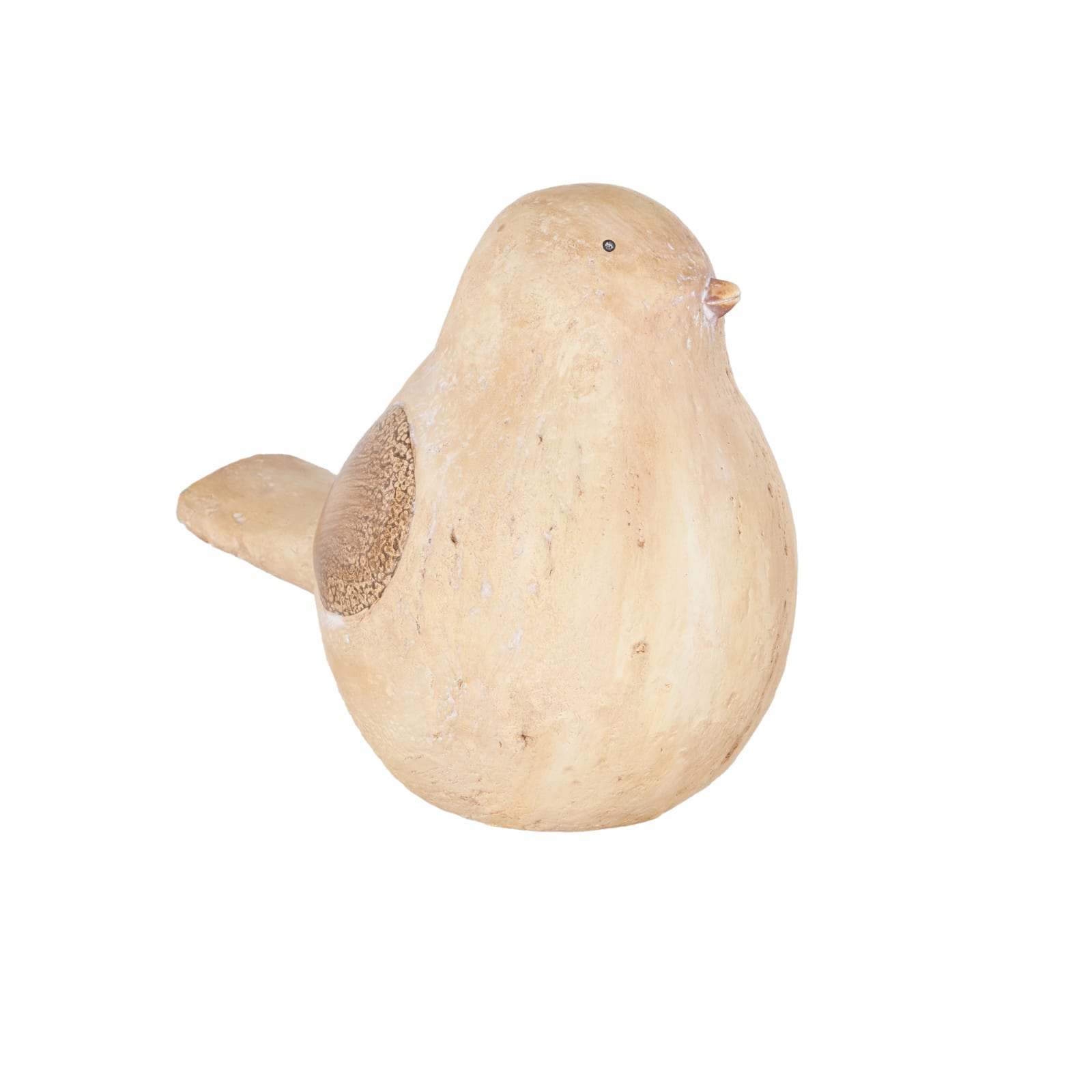 9.25" Cream & Brown Magnesium Oxide Bird Sitting Garden Sculpture