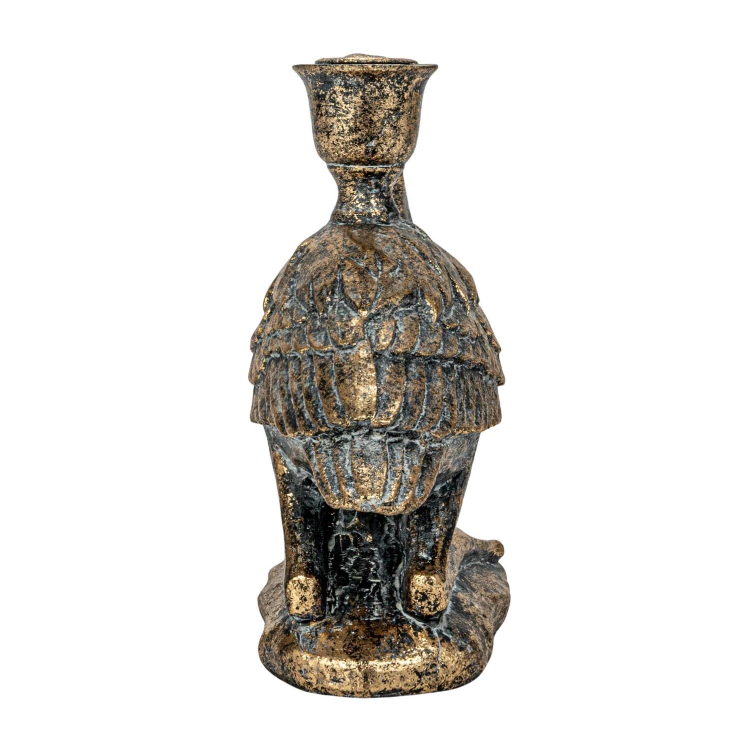 Hello Honey® 10" Distressed Gold Decorative Bird Taper Holder