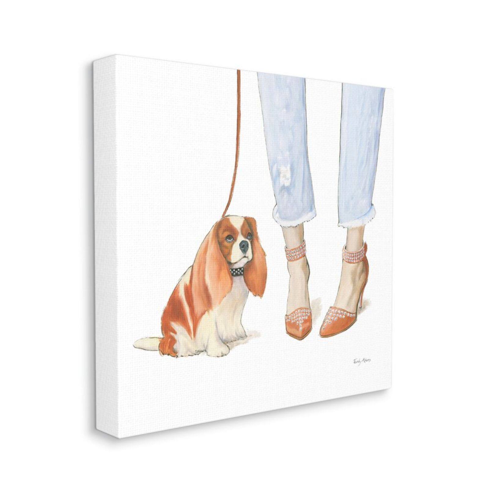 Stupell Industries Dog Walker with Sparkle Heels Canvas Wall Art