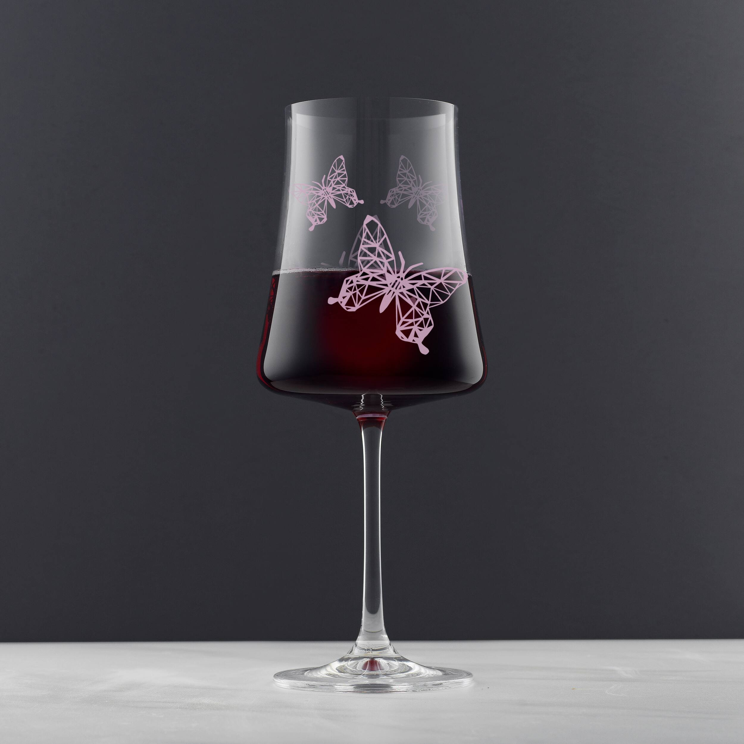 JoyJolt® 21oz. Meadow Butterfly Crystal Red Wine Glasses Set, 2ct.