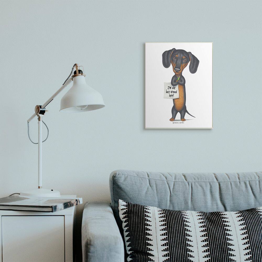 Stupell Industries Dachshund 'I'm The Boss' Fun Family Pet Phrase Wood Wall Plaque