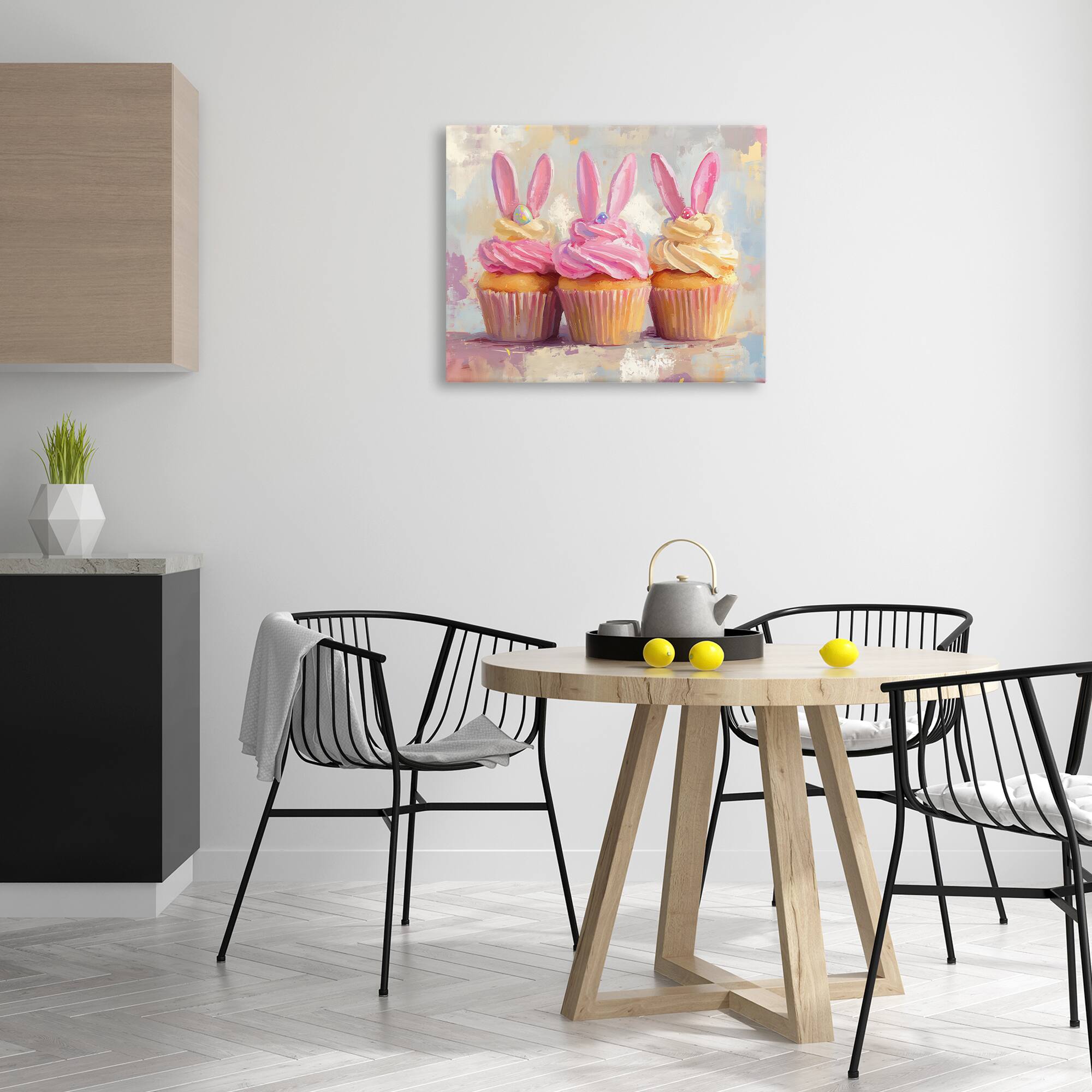 Stupell Industries Pastel Bunny Ear Cupcakes Canvas Wall Art