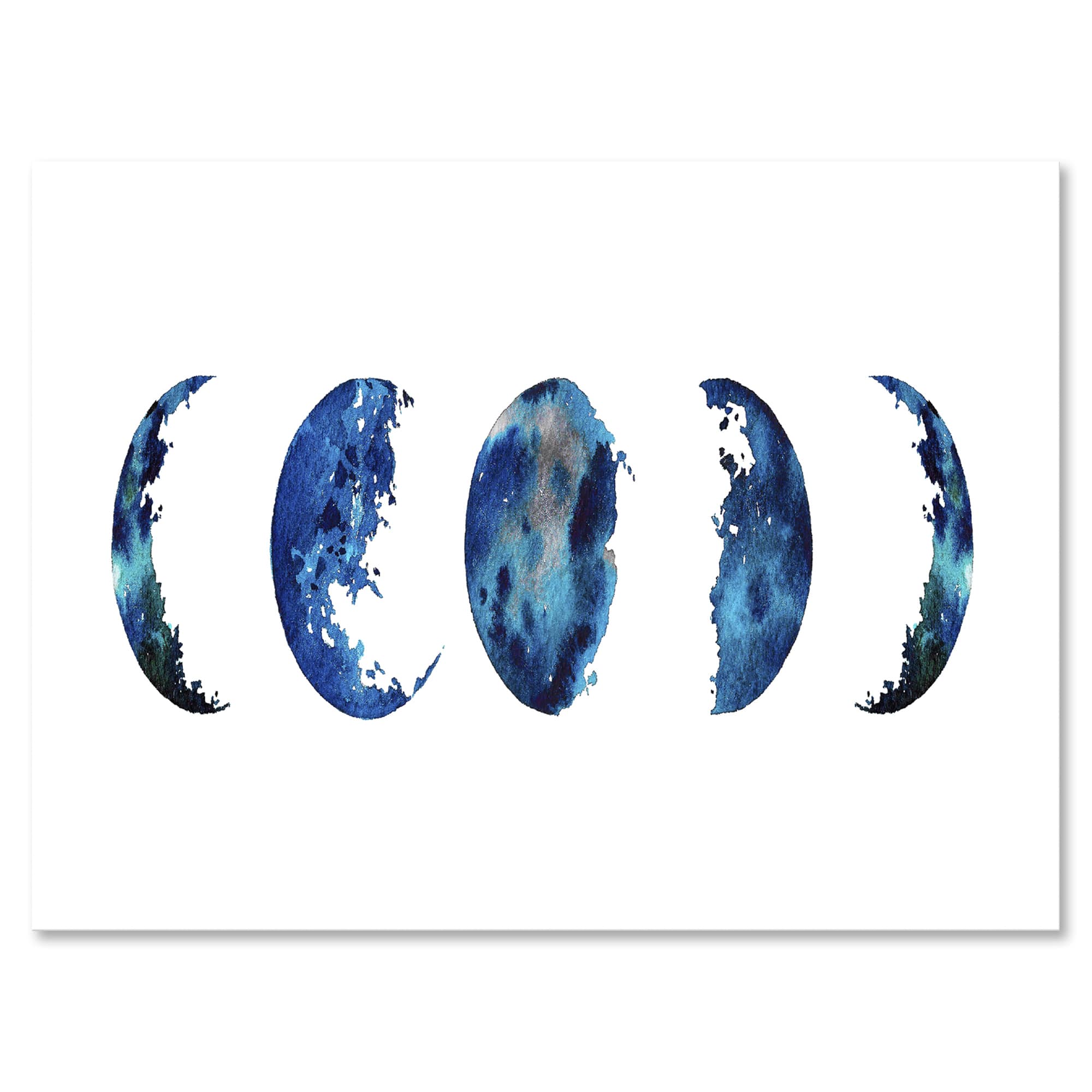 Designart - Blue Moon Phases - Bohemian & Eclectic Canvas Wall Art Print