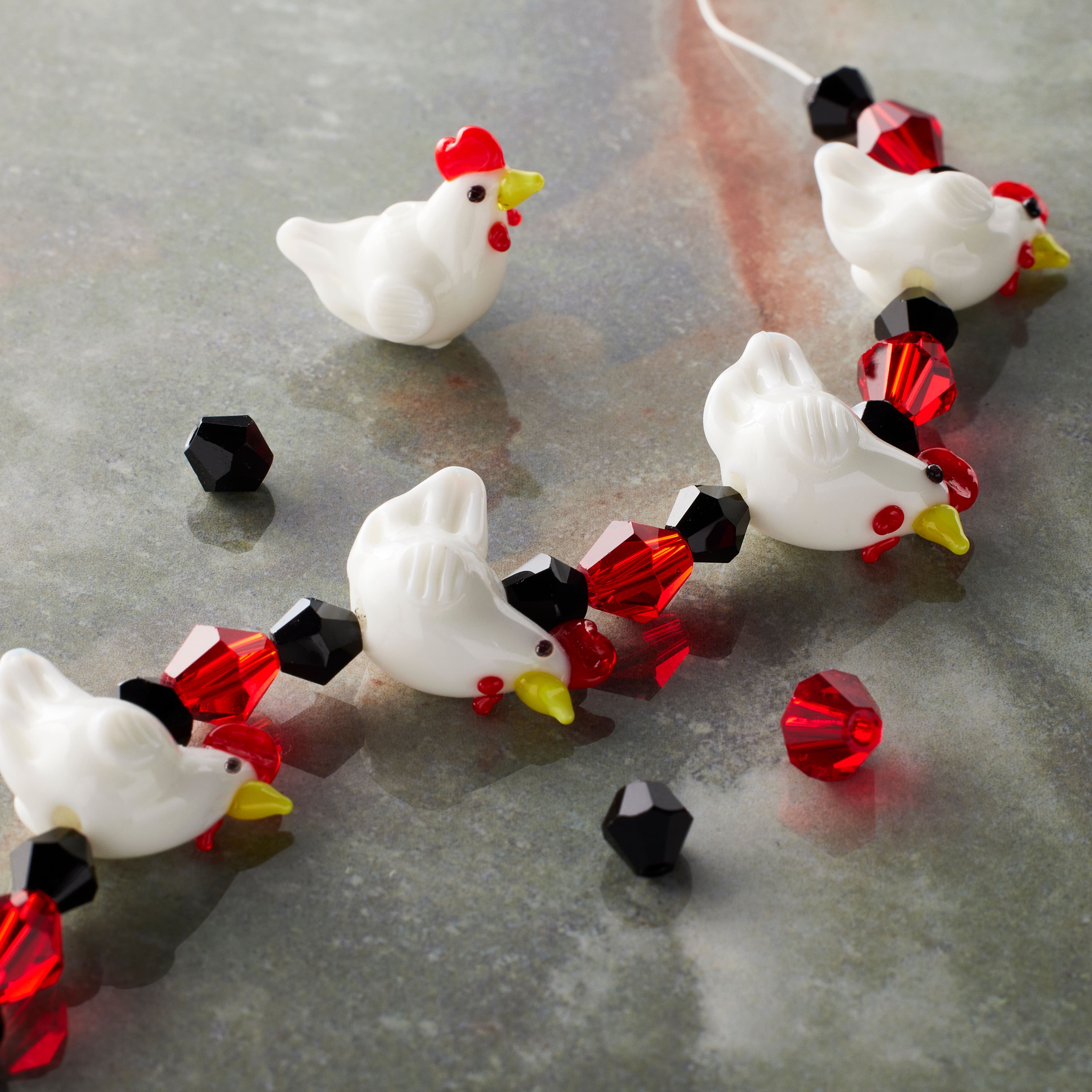 12 Pack: White Hen Lampwork Glass Bead Mix by Bead Landing™