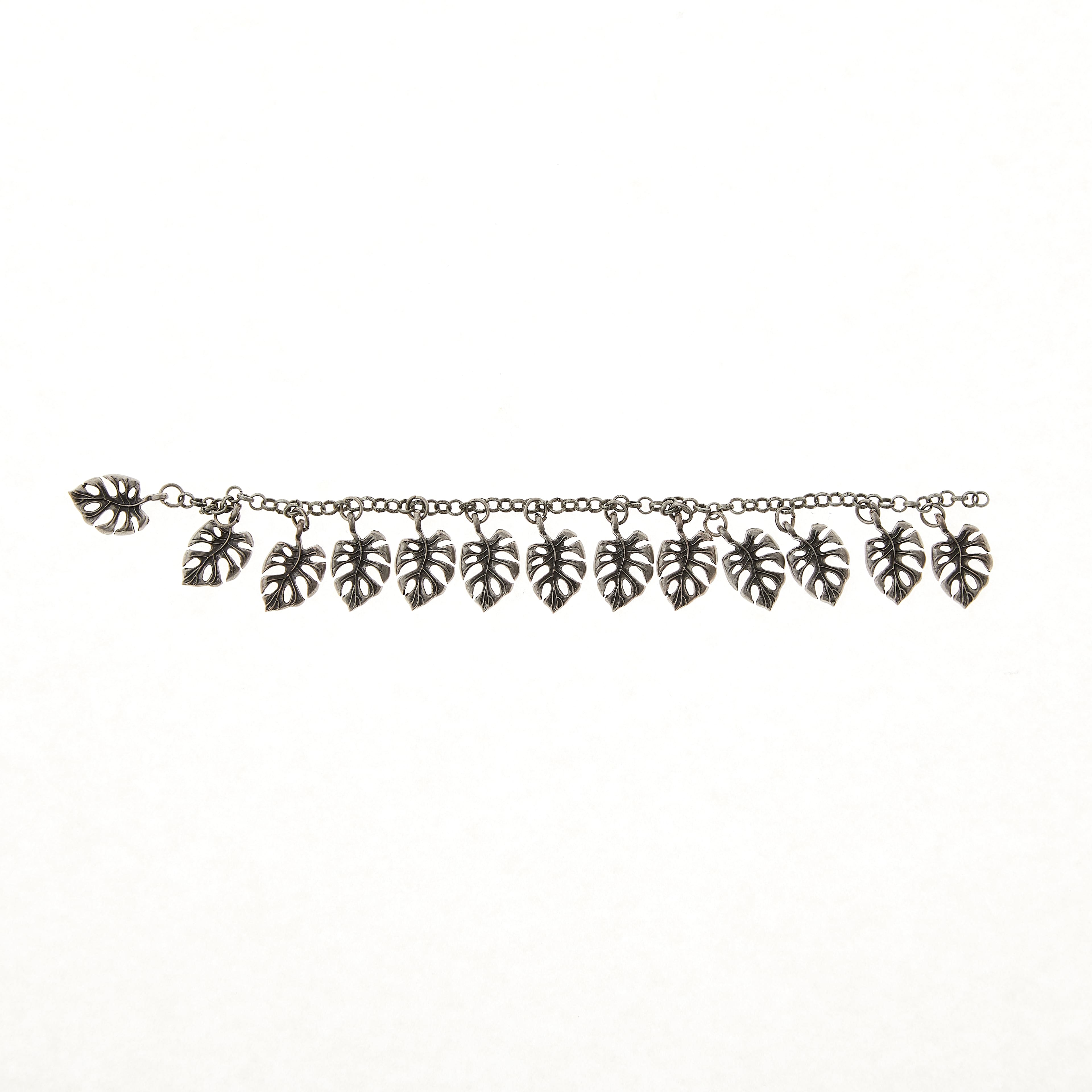 12 Pack: Oxidized Silver Metal Palm Leaf Charms, 20mm by Bead Landing™