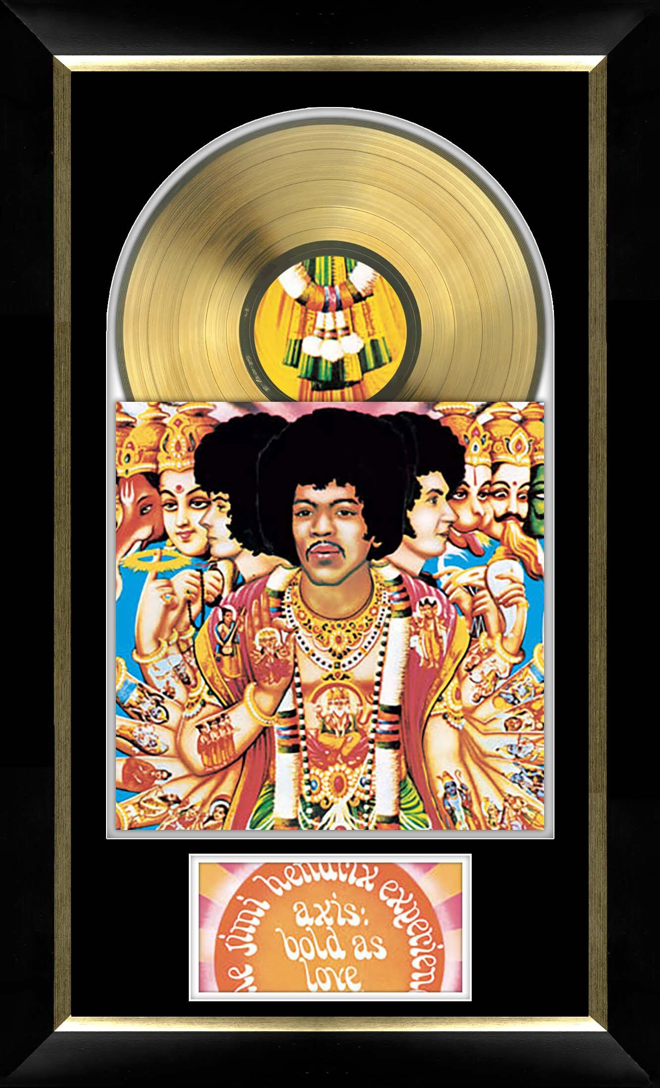 Jimi Hendrix Bold As Love Music Cover Framed with Gold Vinyl 19" x 31"