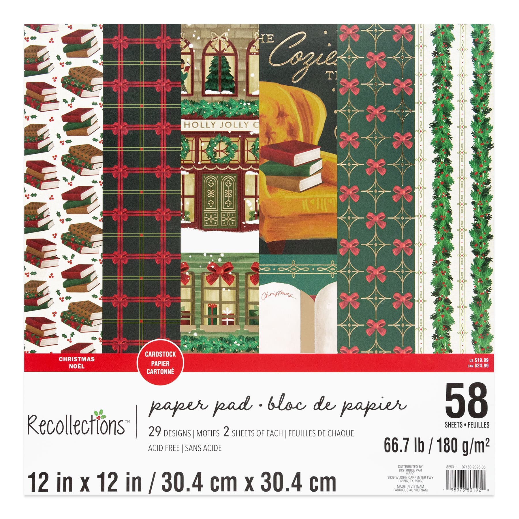 12" x 12" Jingle Books Cardstock Paper Pad by Recollections™, 58 Sheets