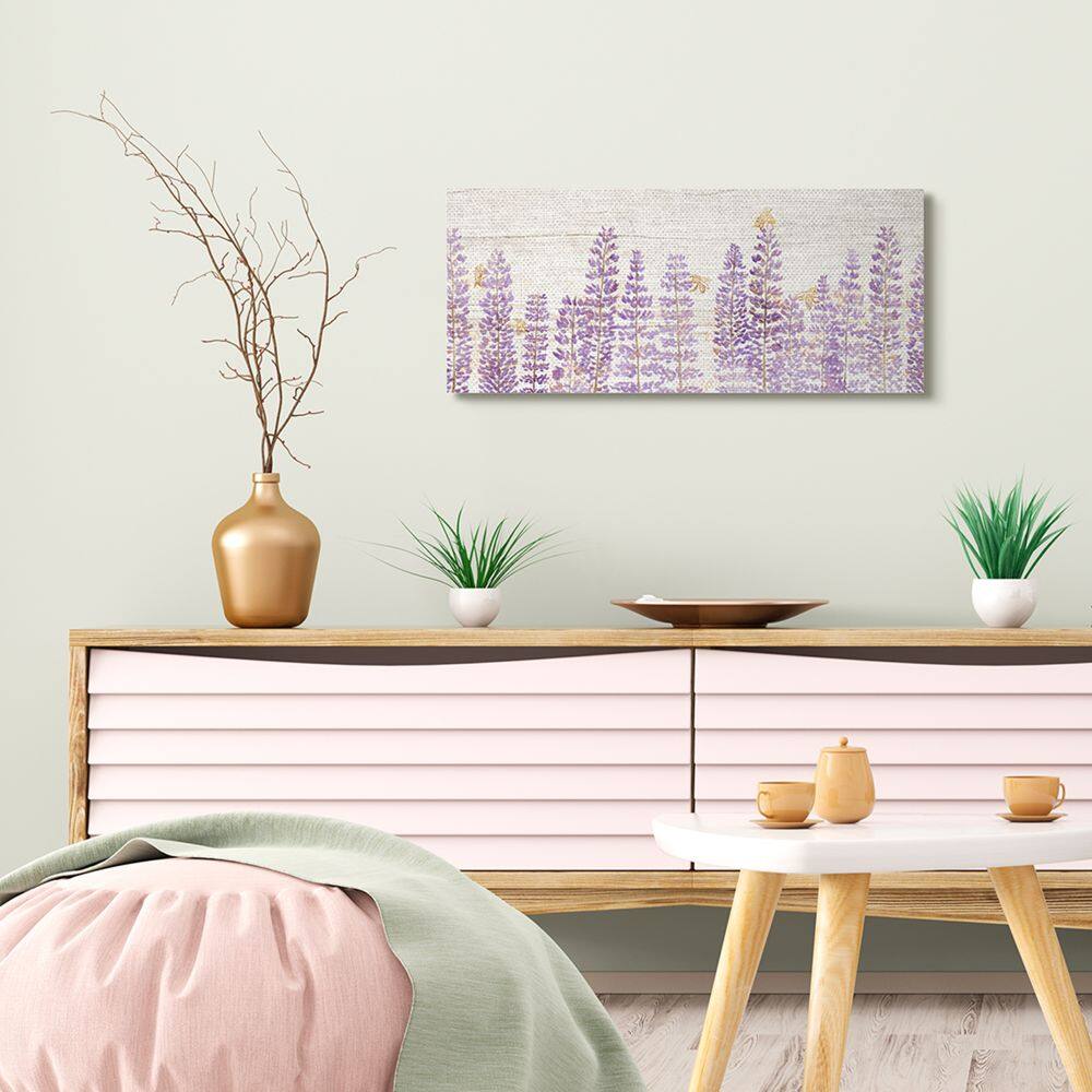 Stupell Industries Rustic Purple Lilac Florals and Honey Bees Canvas Wall Art