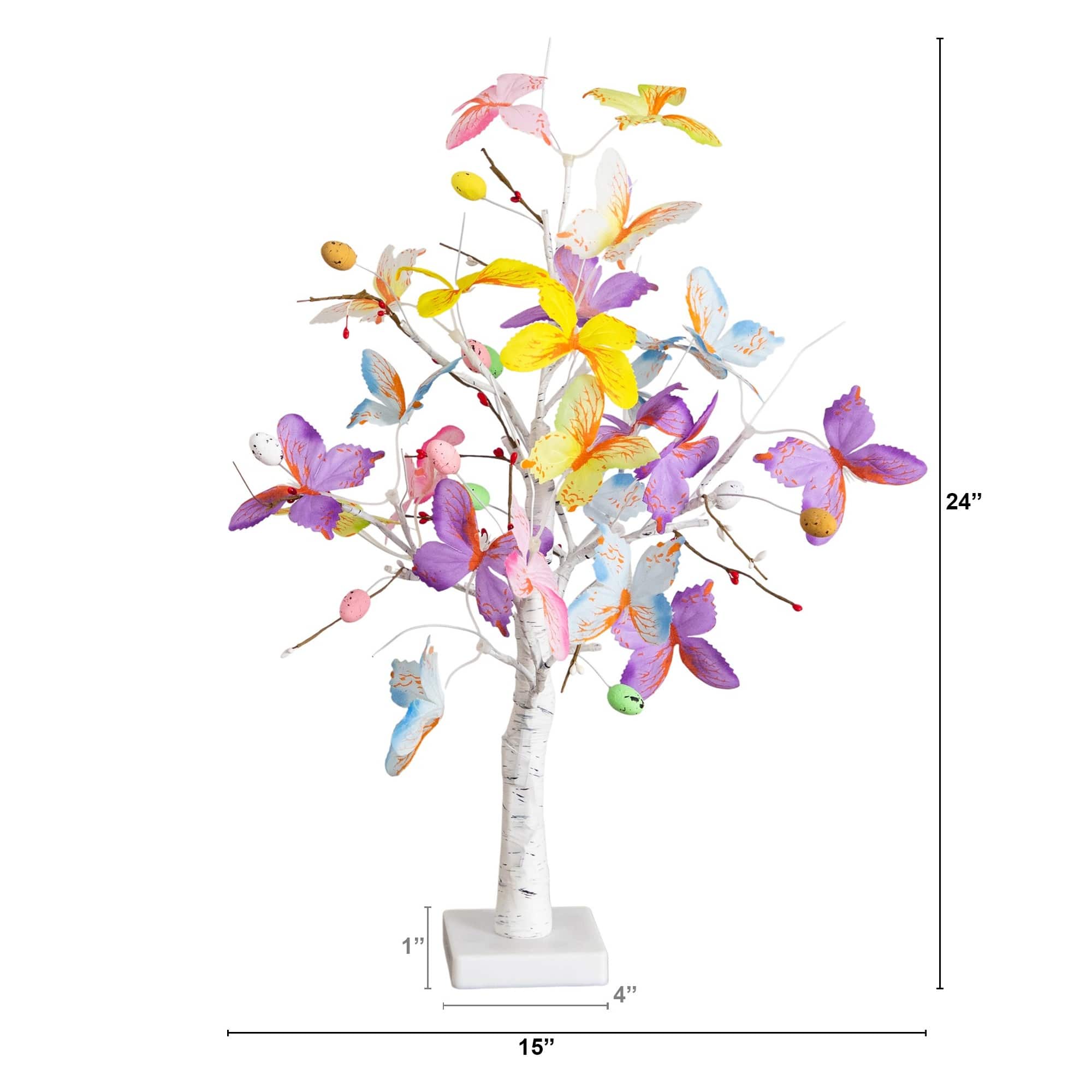 2ft. Pre-Lit Artificial Butterfly Twig Tree with 24 Warm White LED Lights