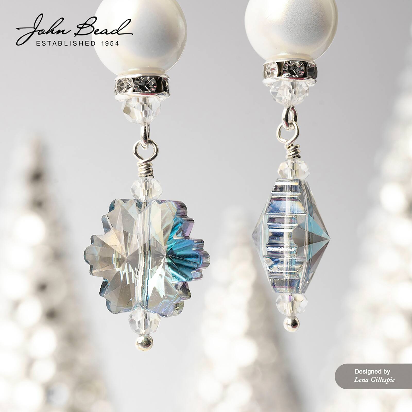 Crystal Lane DIY 7” Glass Blue Iceberg with White & Silver Beads Designer Holiday Christmas Bead Strand