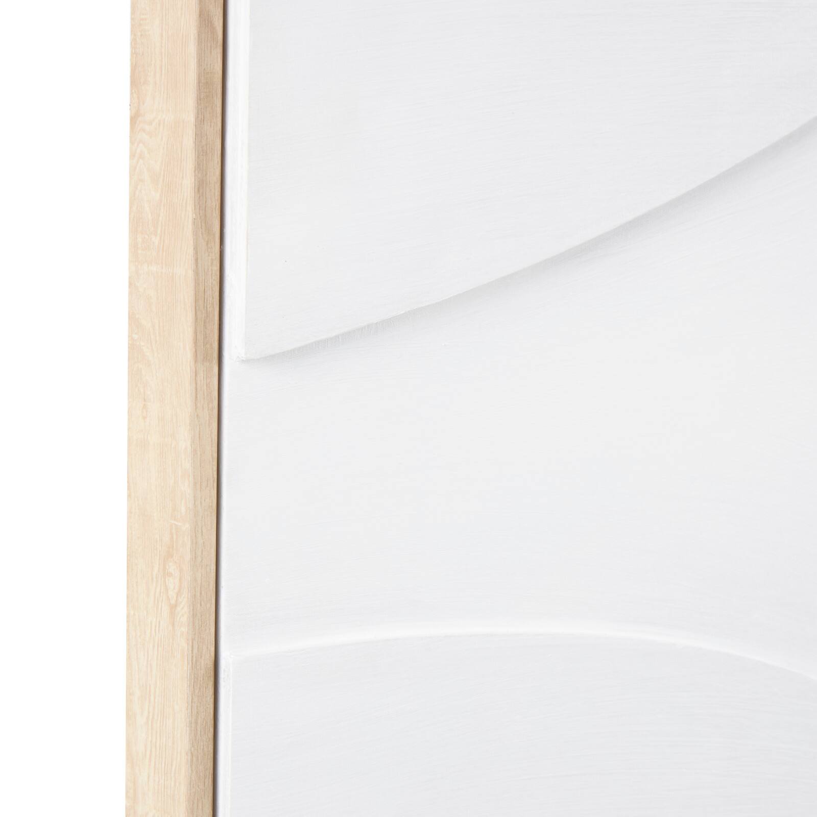 33" x 49", White Wooden Geometric Home Wall Décor with Abstract Circles and Brown Wooden Frame