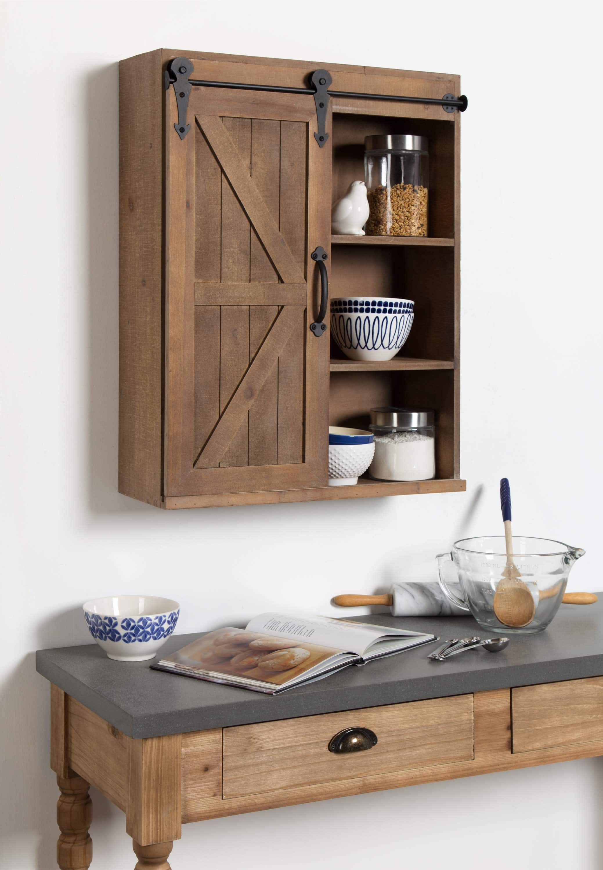 Kate and Laurel Cates Wood Sliding Barn Door Wall Storage Cabinet
