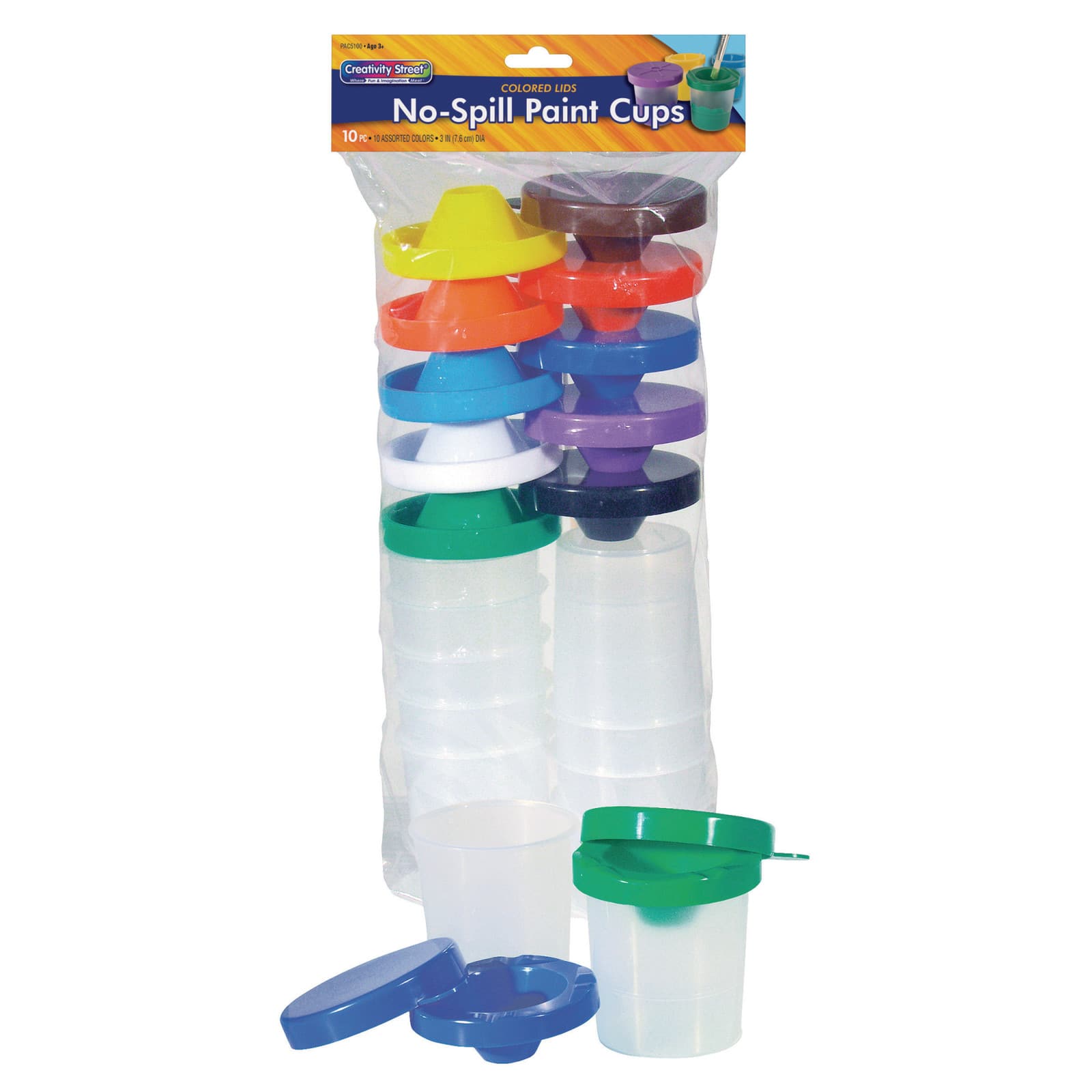 Creativity Street® No-Spill Round Paint Cups with Colored Lids, 2 Packs of 10