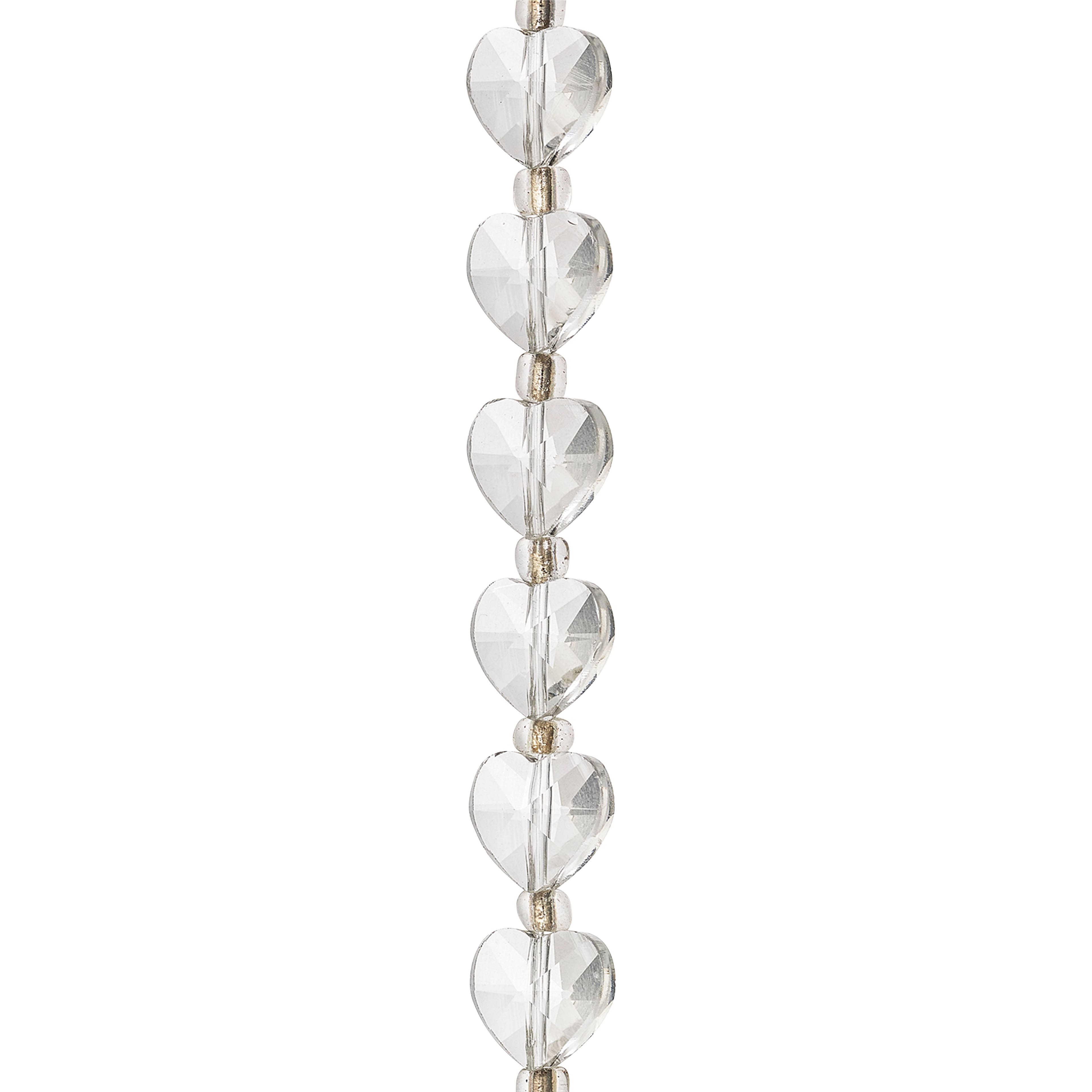 12 Pack: Clear Faceted Glass Heart Beads, 10mm by Bead Landing™