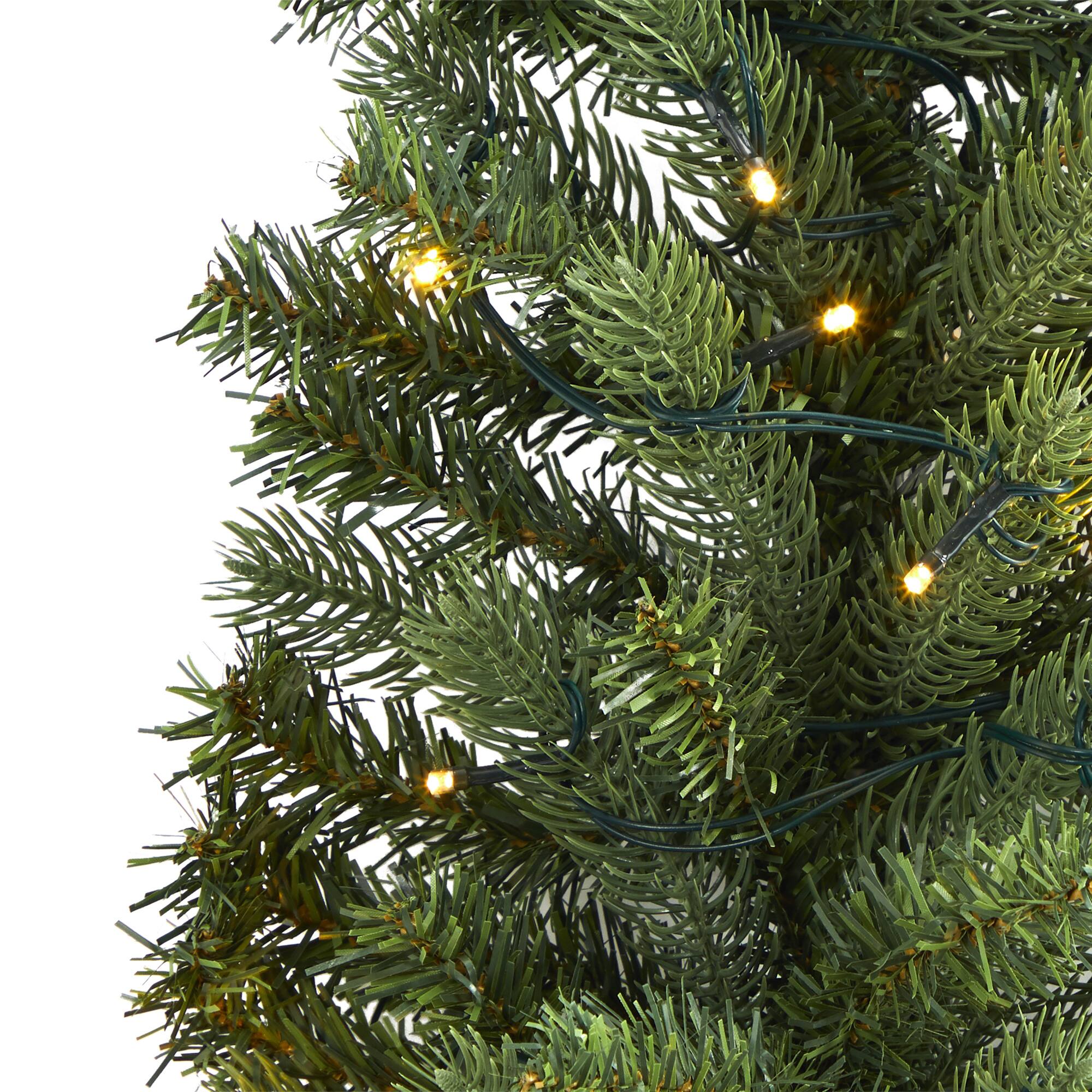 3ft. Pre-Lit Flat Back Wall Hanging Artificial Christmas Tree, Clear LED Lights