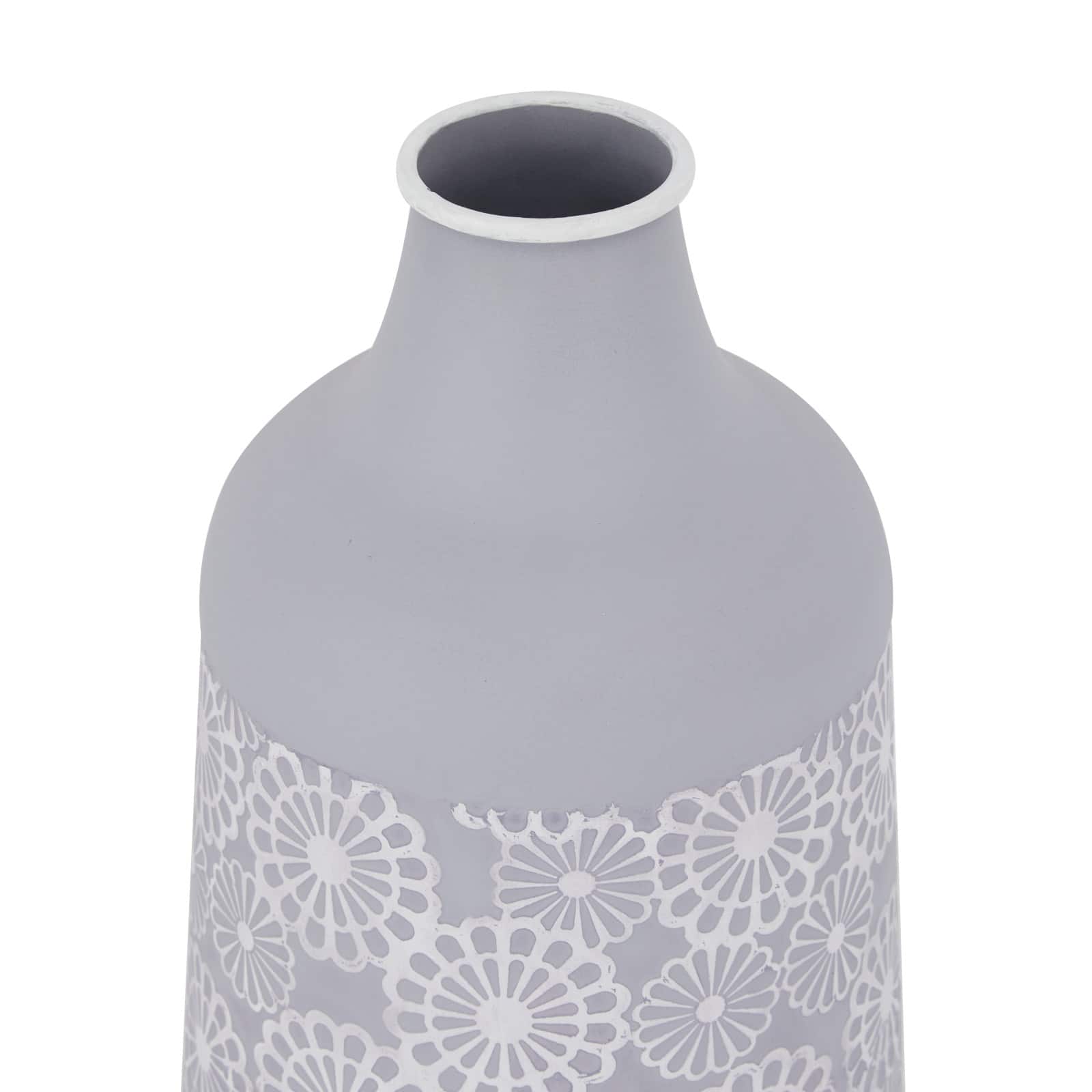 Grey Iron French Country Vase, 22" x 10" x 10"