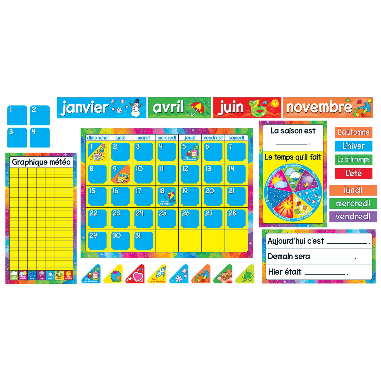 Trend Enterprises® Calendrier Annuel French Bulletin Board Set