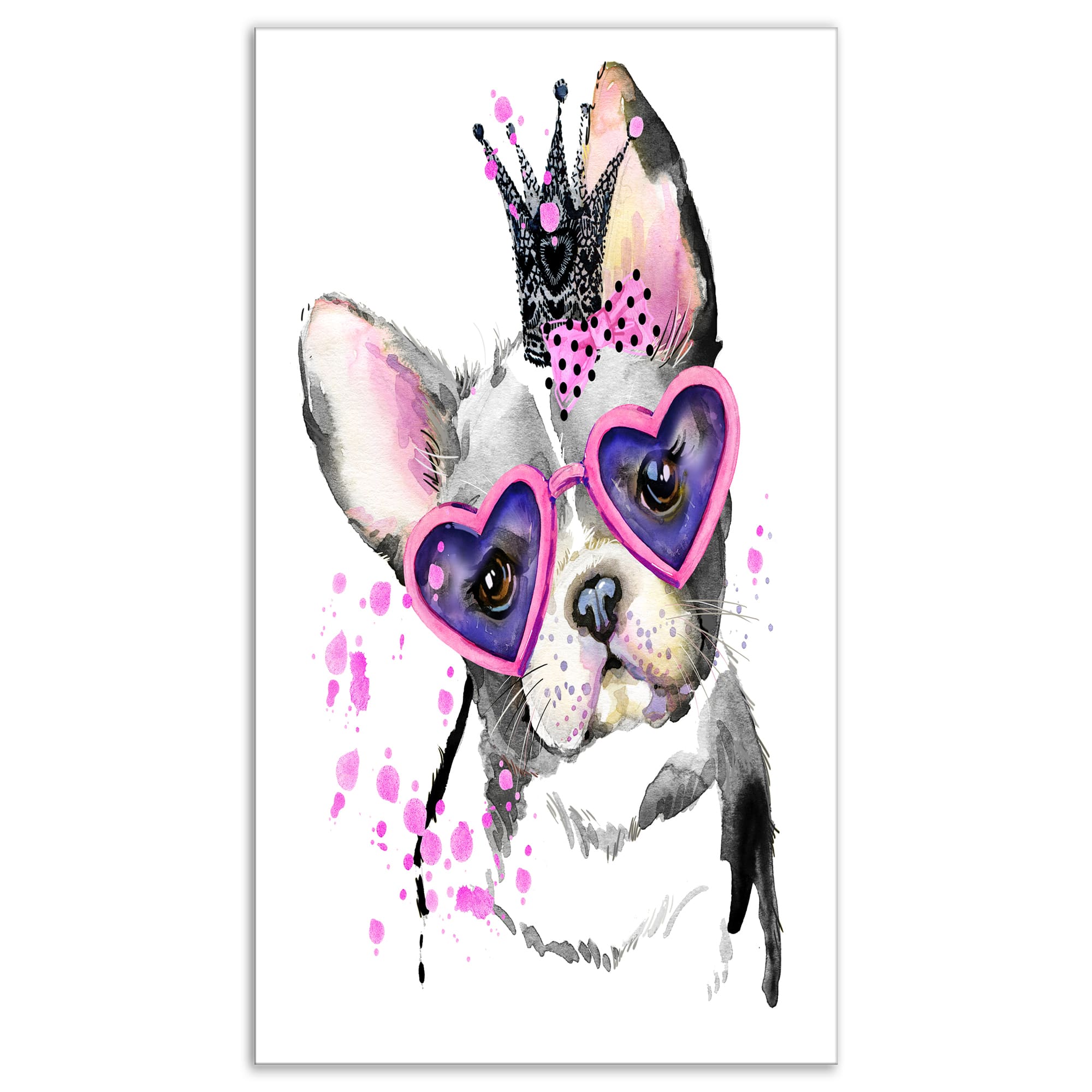 Designart - Sweet Funny Dog with Glasses - Animal Canvas Wall Art