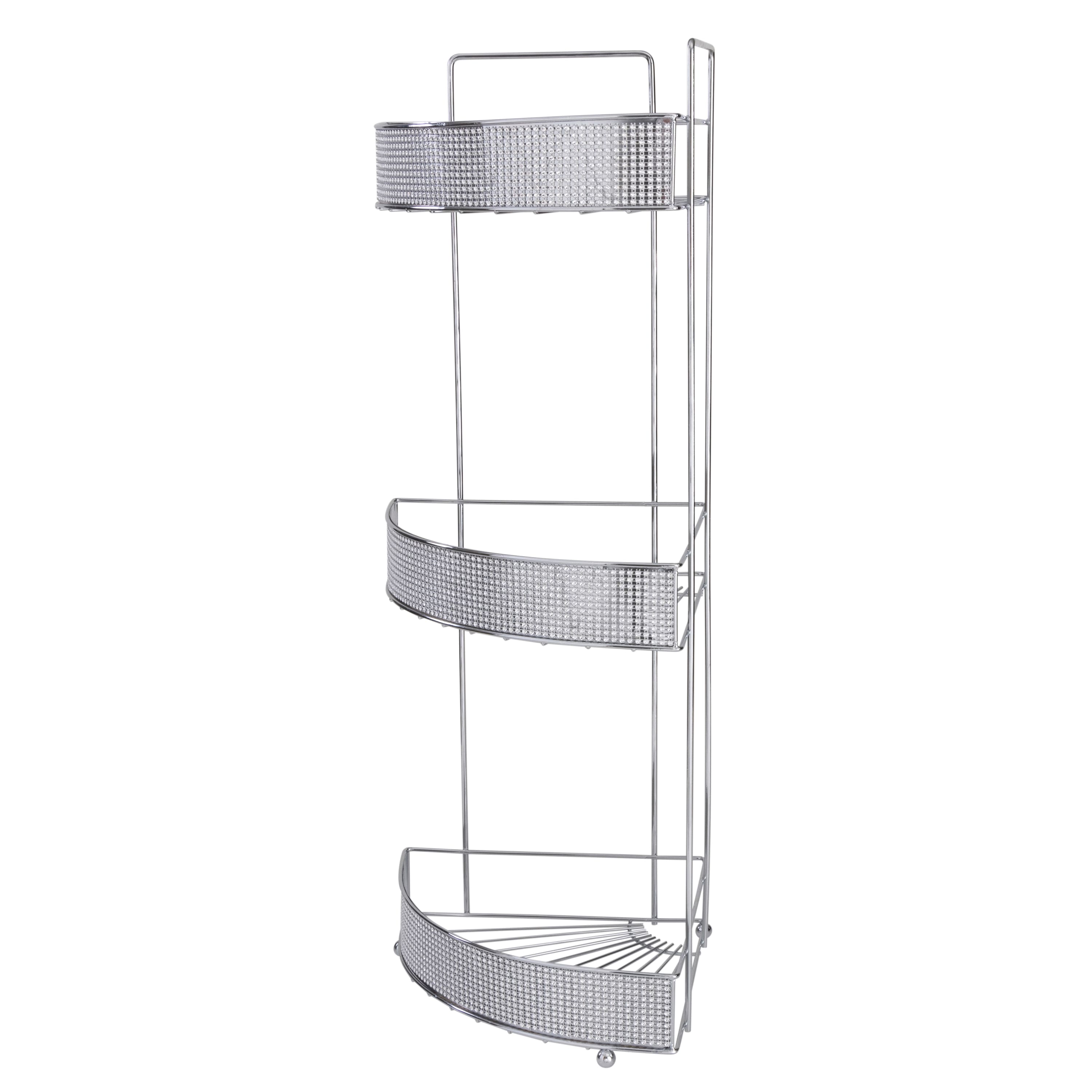Bath Bliss Pave Diamond Design 3-Tier Corner Bath Shelf