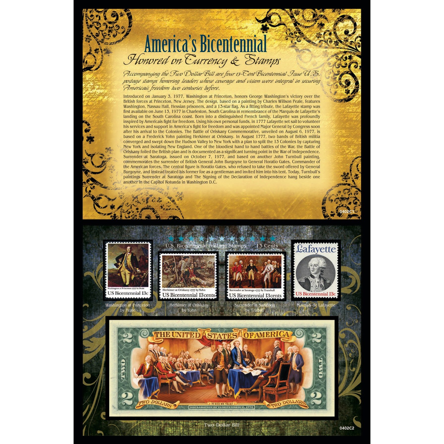 American Coin Treasures America's Bicentennial Honored On Currency & Stamps
