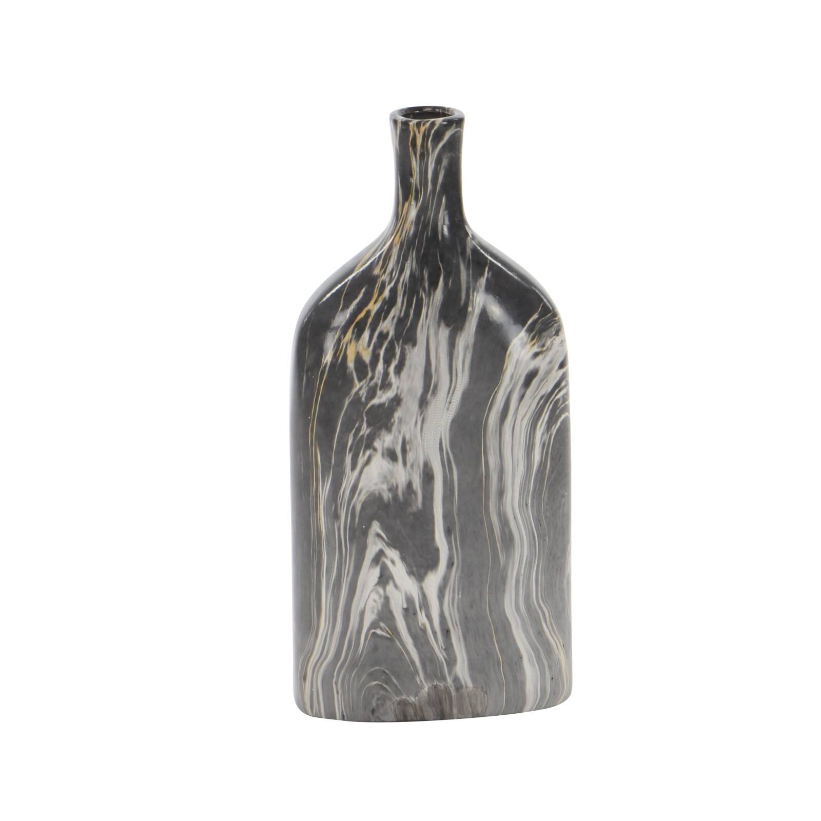 13" Gray Stoneware Contemporary Vase Set
