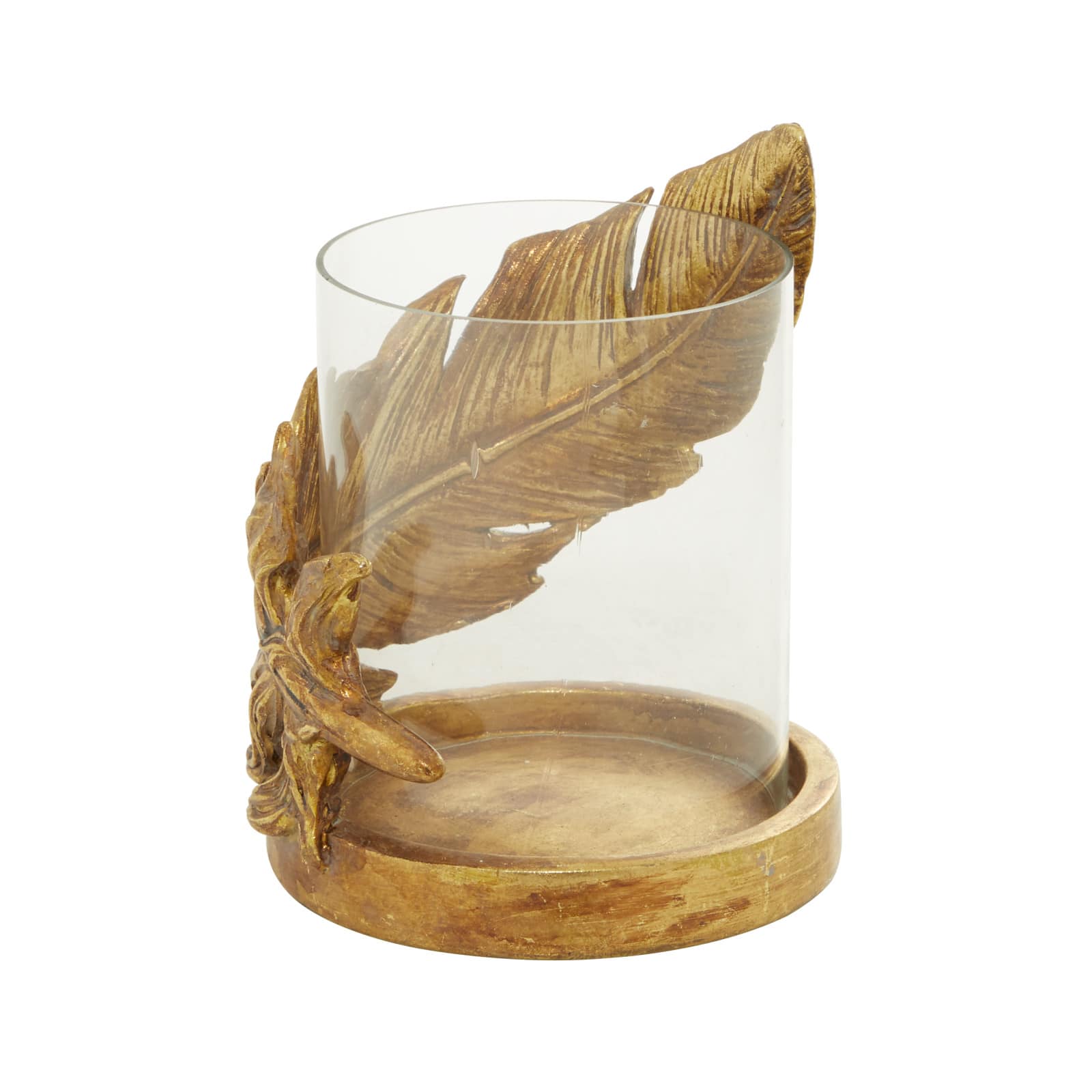 8" Gold Leaf Glass Traditional Candlestick Holder