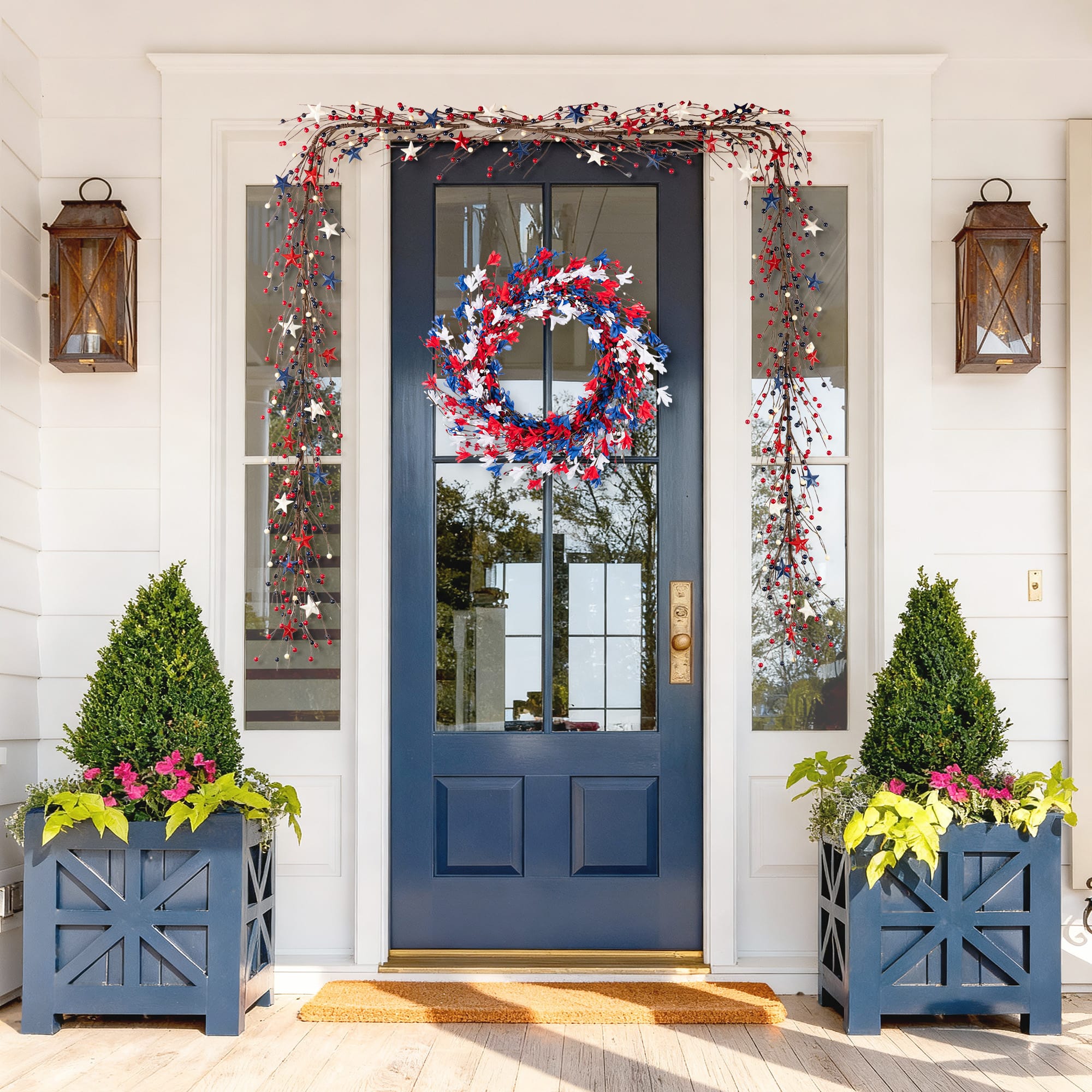 Glitzhome® 6ft. Patriotic Americana Stars & Berry Garland