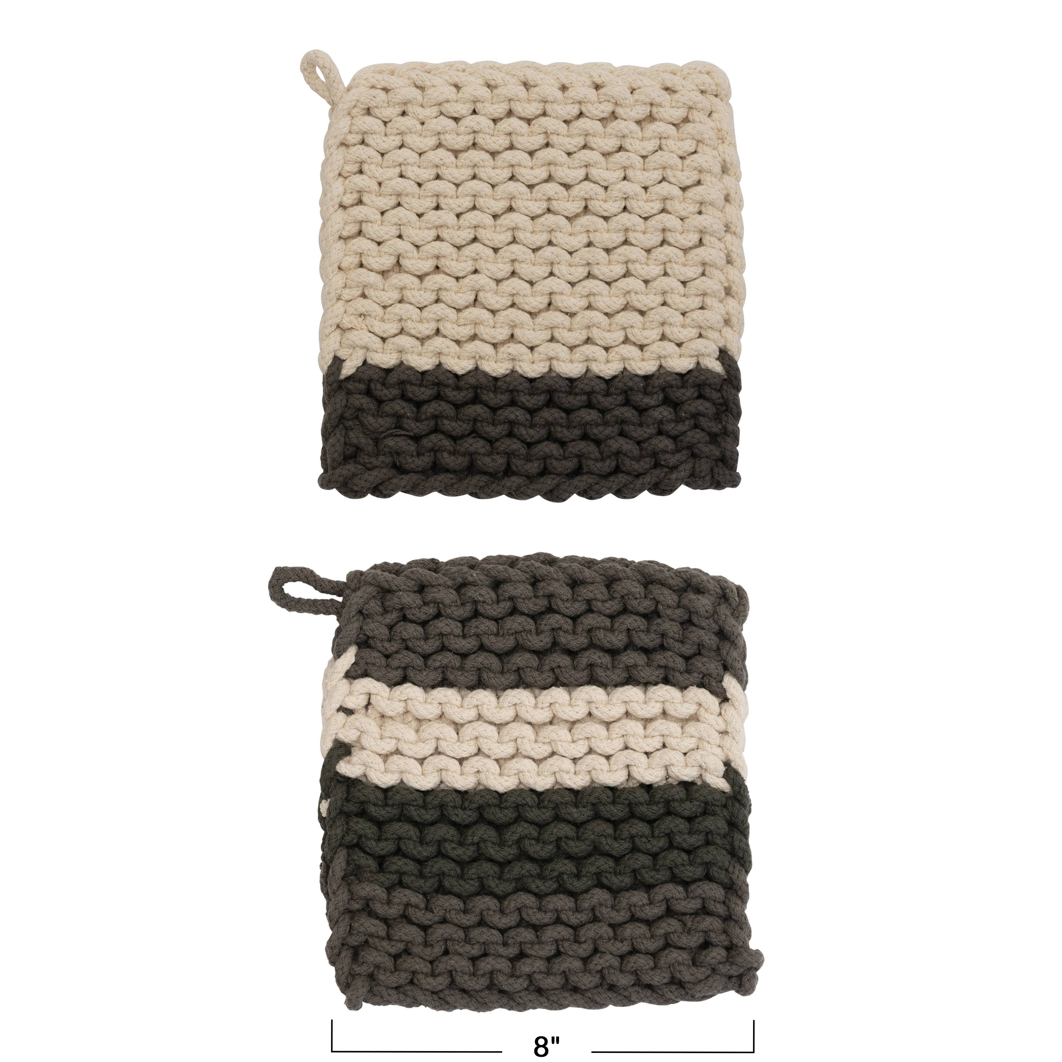 Hello Honey® Brown Cotton Crocheted Pot Holder Set