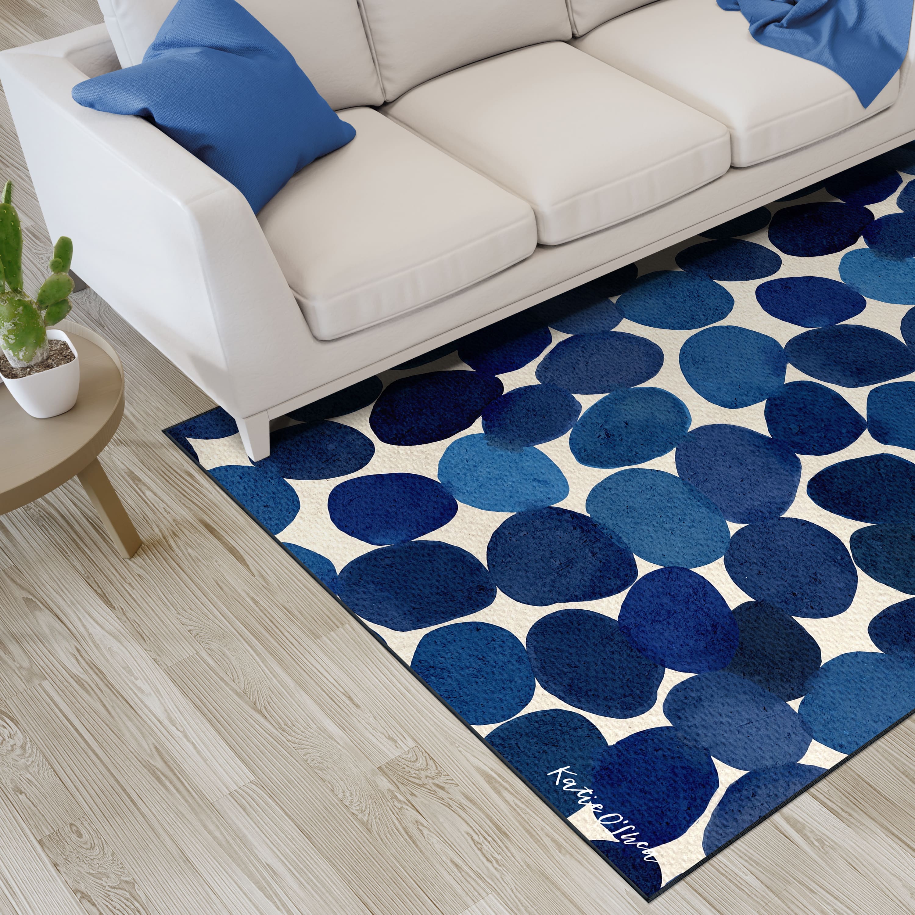 Empire Art Direct 5ft. x 7.5ft. Smooth Stones I B Circles Tapis D'Art Washable Area Rug